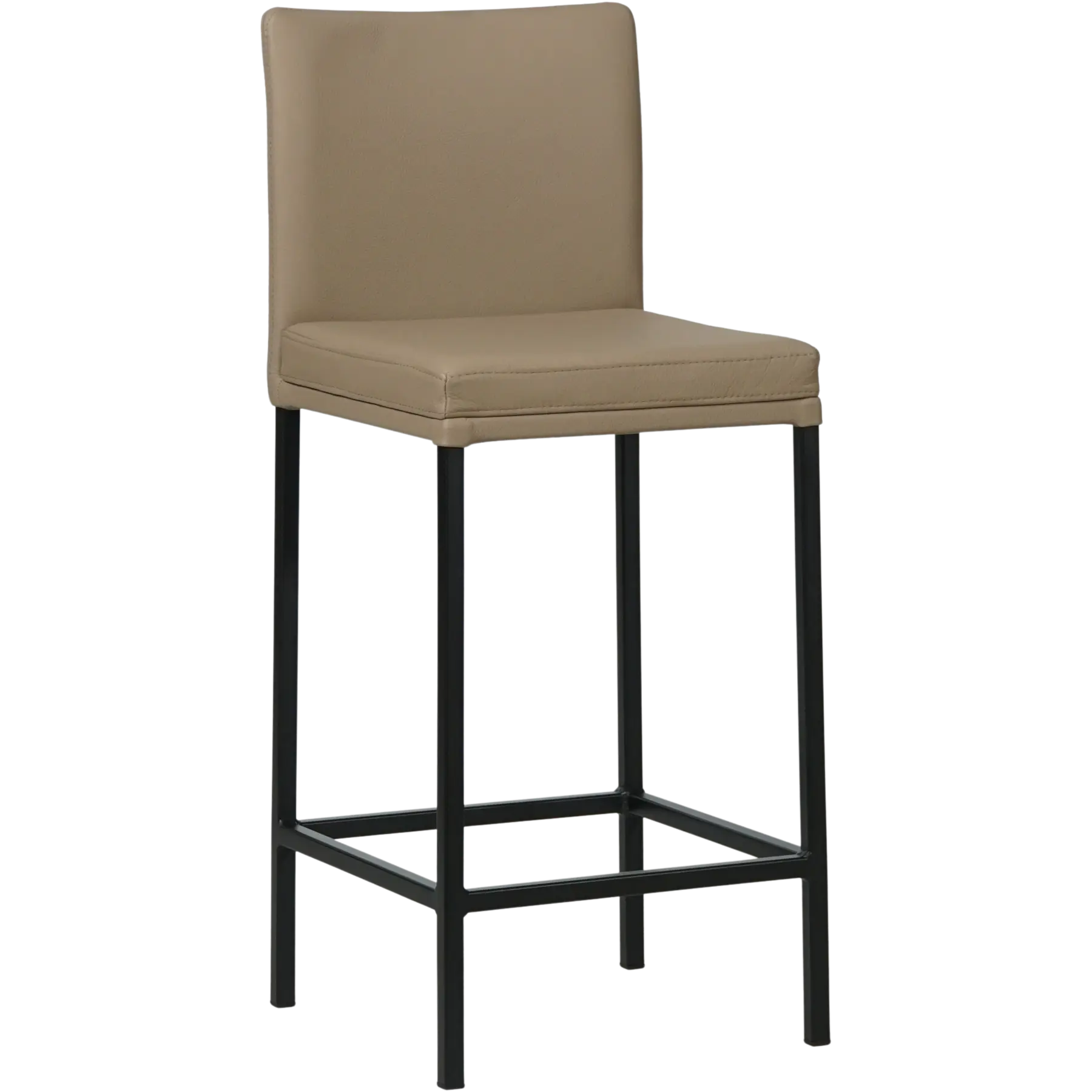 afbeelding van Leren barkruk Break laag - Toledo Mocca (taupe/bruin) - Poten staal vierkant zwart