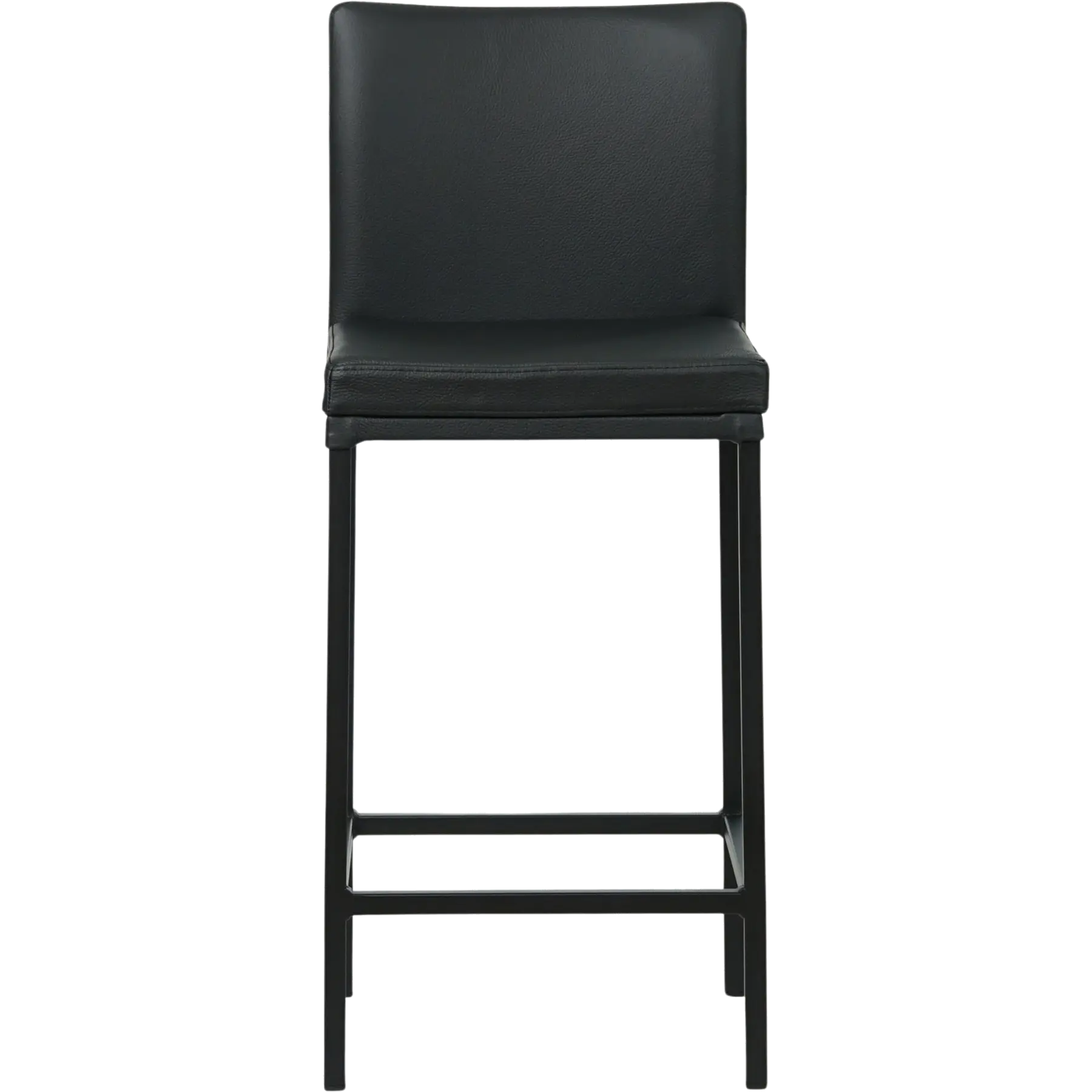 afbeelding van Leren barkruk Break laag - Toledo Nero (zwart) - Poten staal vierkant zwart