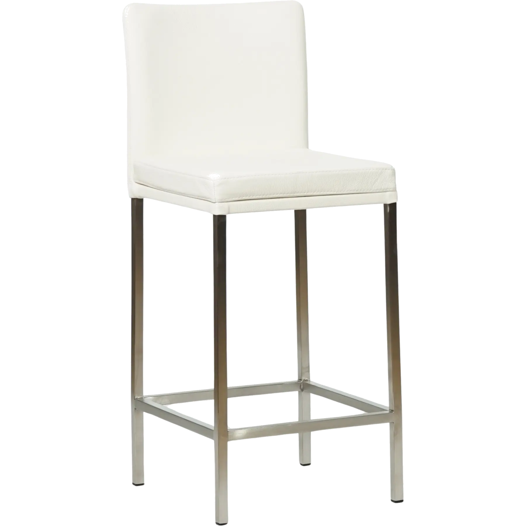 afbeelding van Leren barkruk Break laag - Toledo Purewhite (wit) - Poten staal vierkant RVS