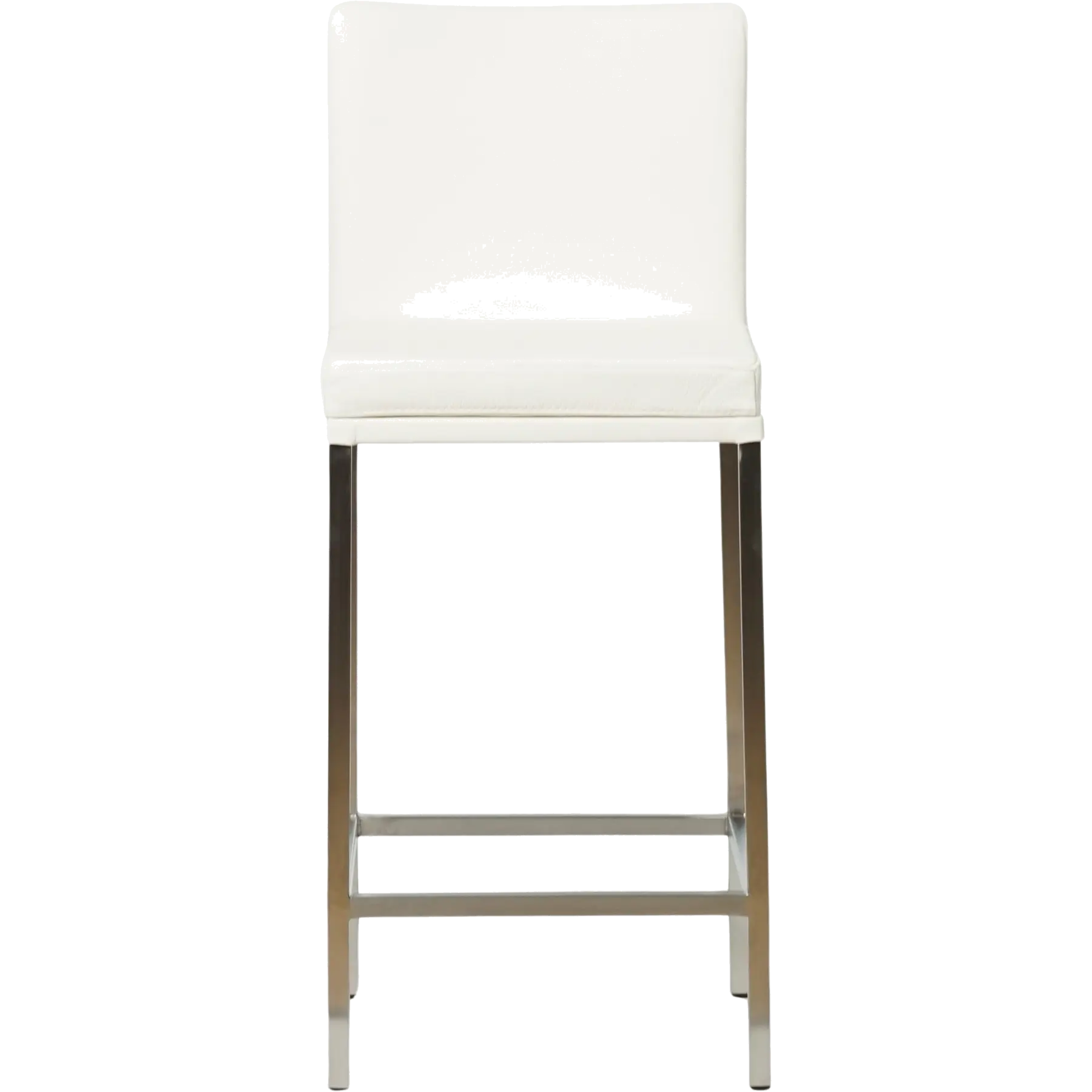 afbeelding van Leren barkruk Break laag - Toledo Purewhite (wit) - Poten staal vierkant RVS