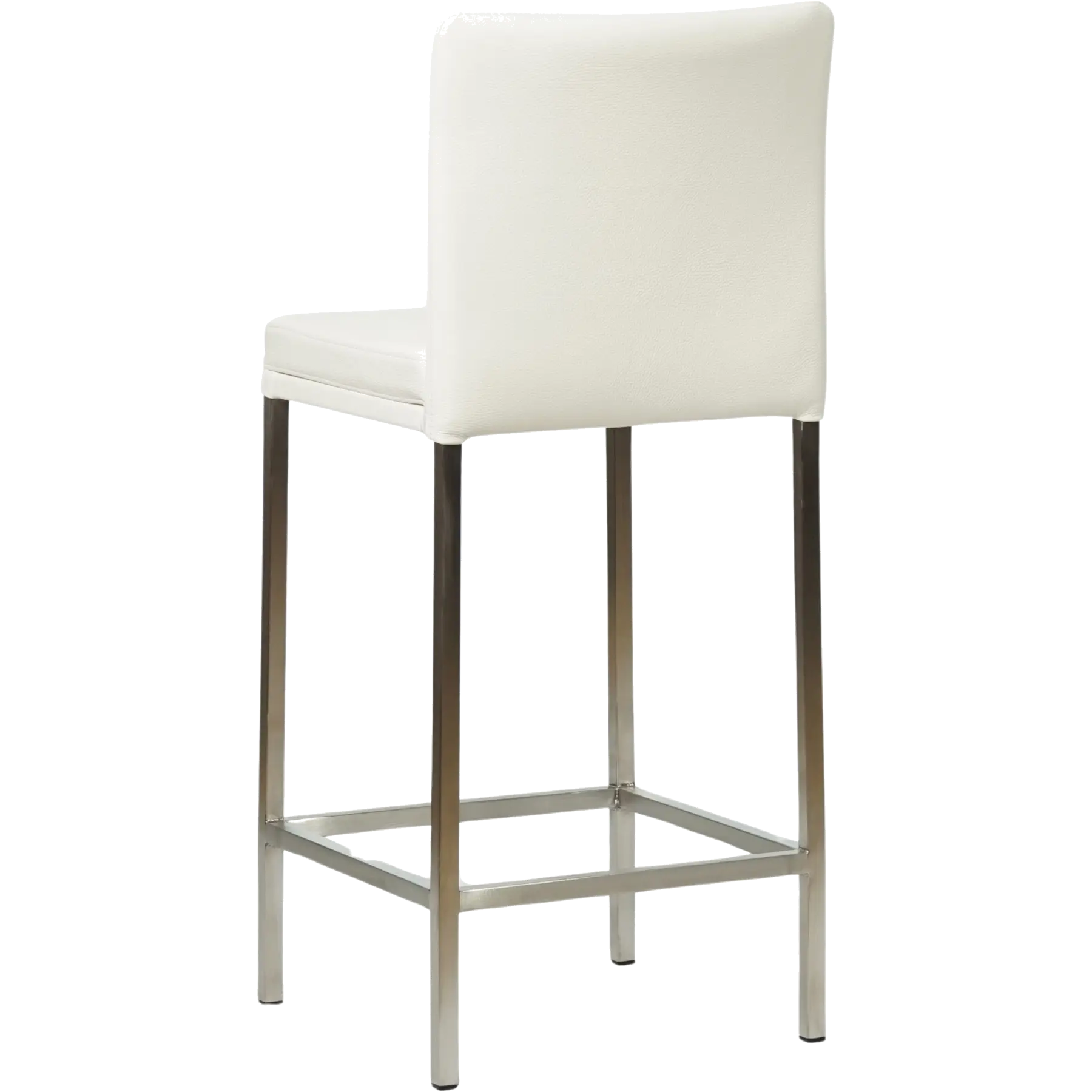 afbeelding van Leren barkruk Break laag - Toledo Purewhite (wit) - Poten staal vierkant RVS