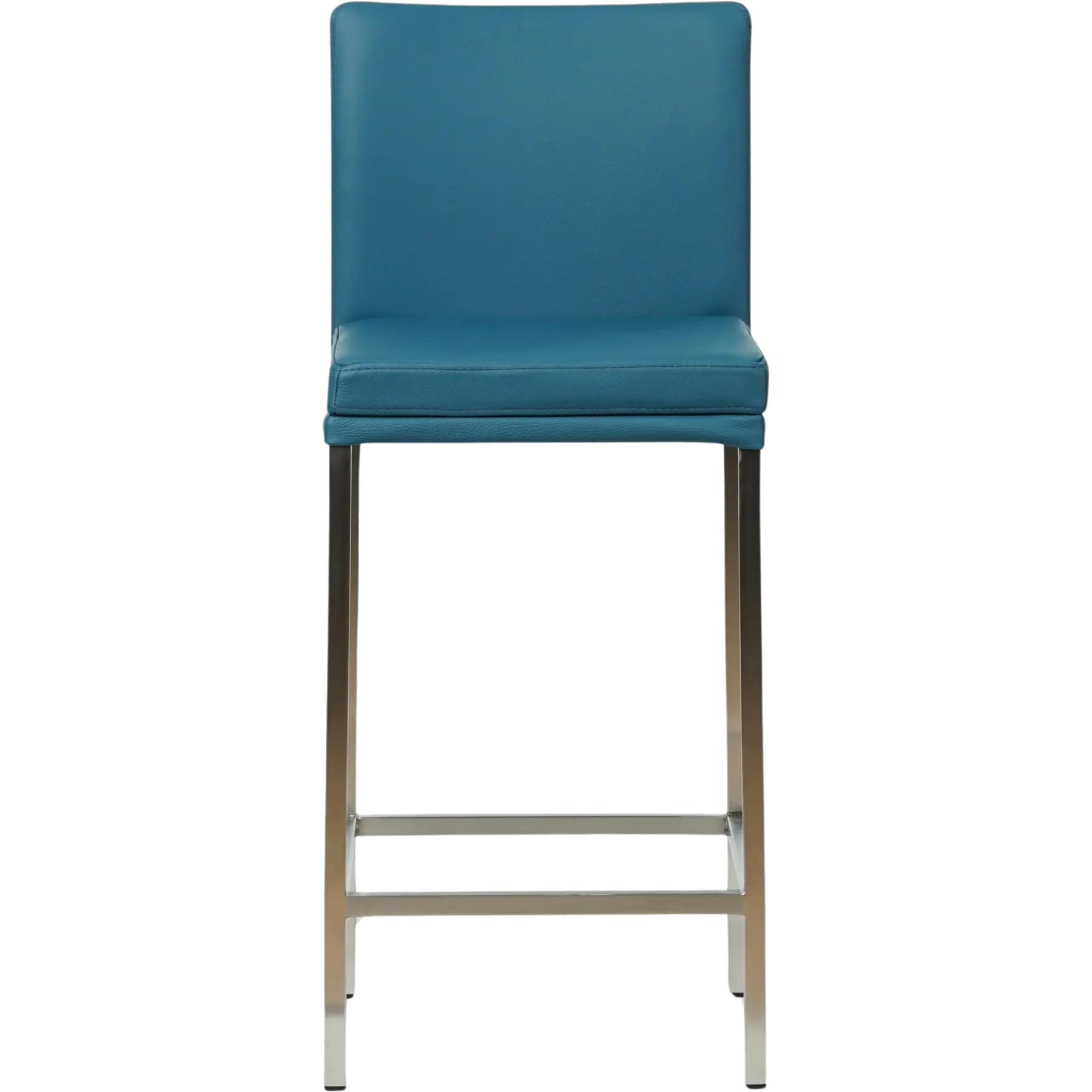 afbeelding van Leren barkruk Break laag - Toledo Turquoise (blauw) - Poten staal vierkant RVS