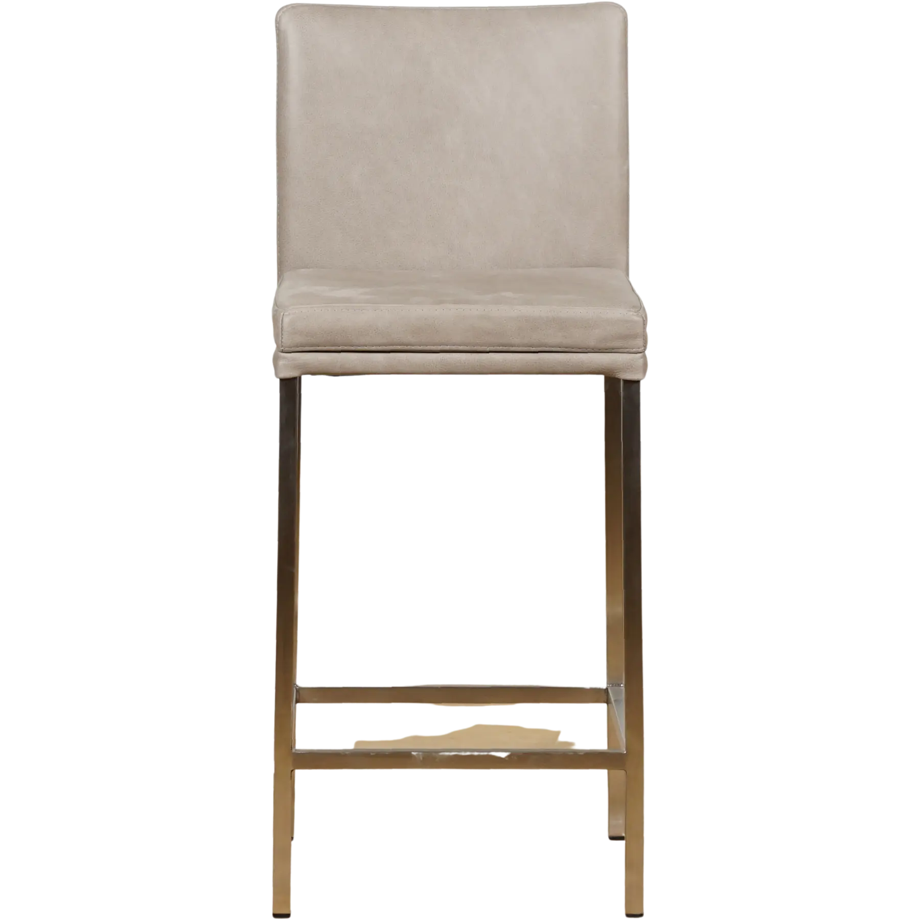 afbeelding van Leren barkruk Break laag - Vintage Lightgrey (lichtgrijs) - Poten staal vierkant RVS