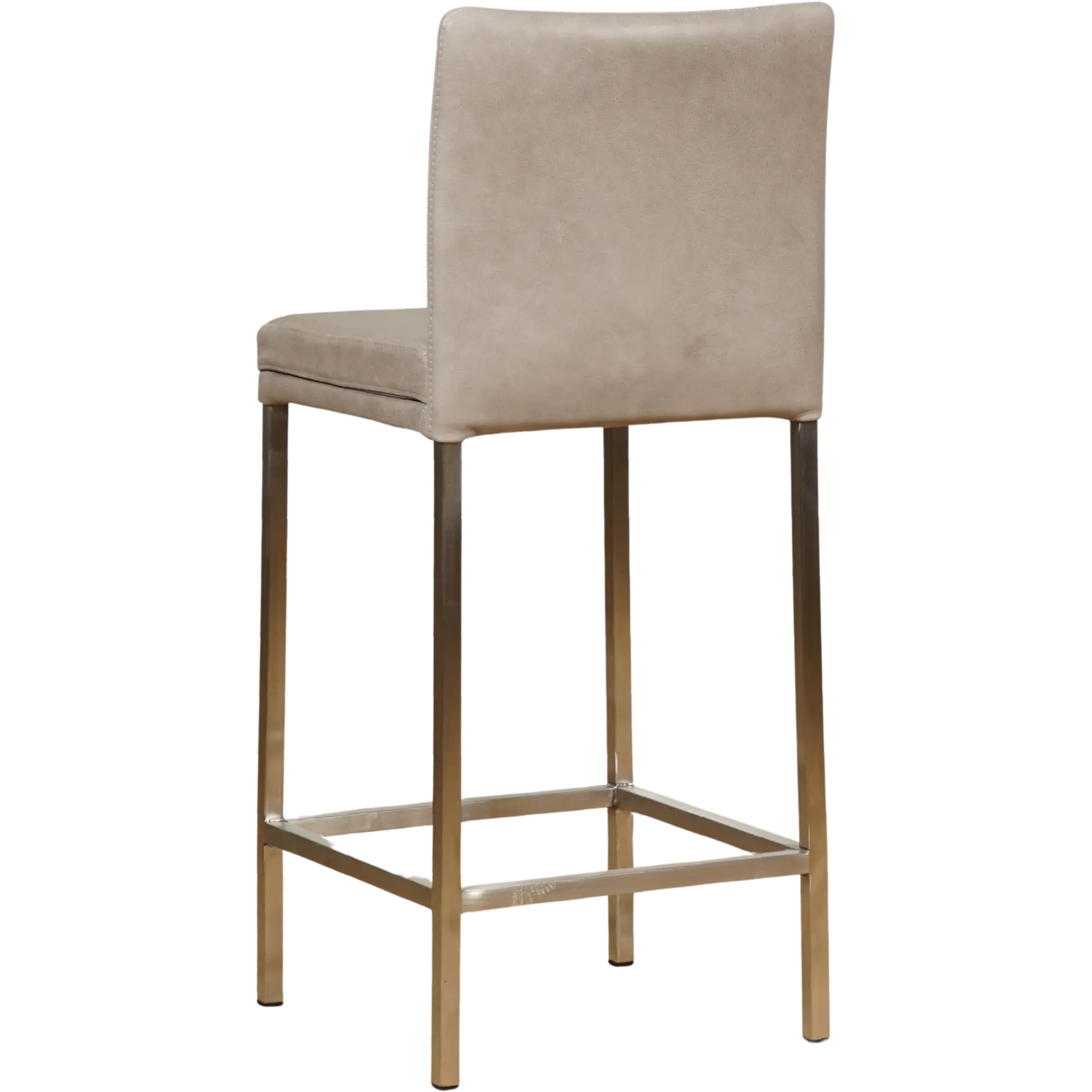 afbeelding van Leren barkruk Break laag - Vintage Lightgrey (lichtgrijs) - Poten staal vierkant RVS