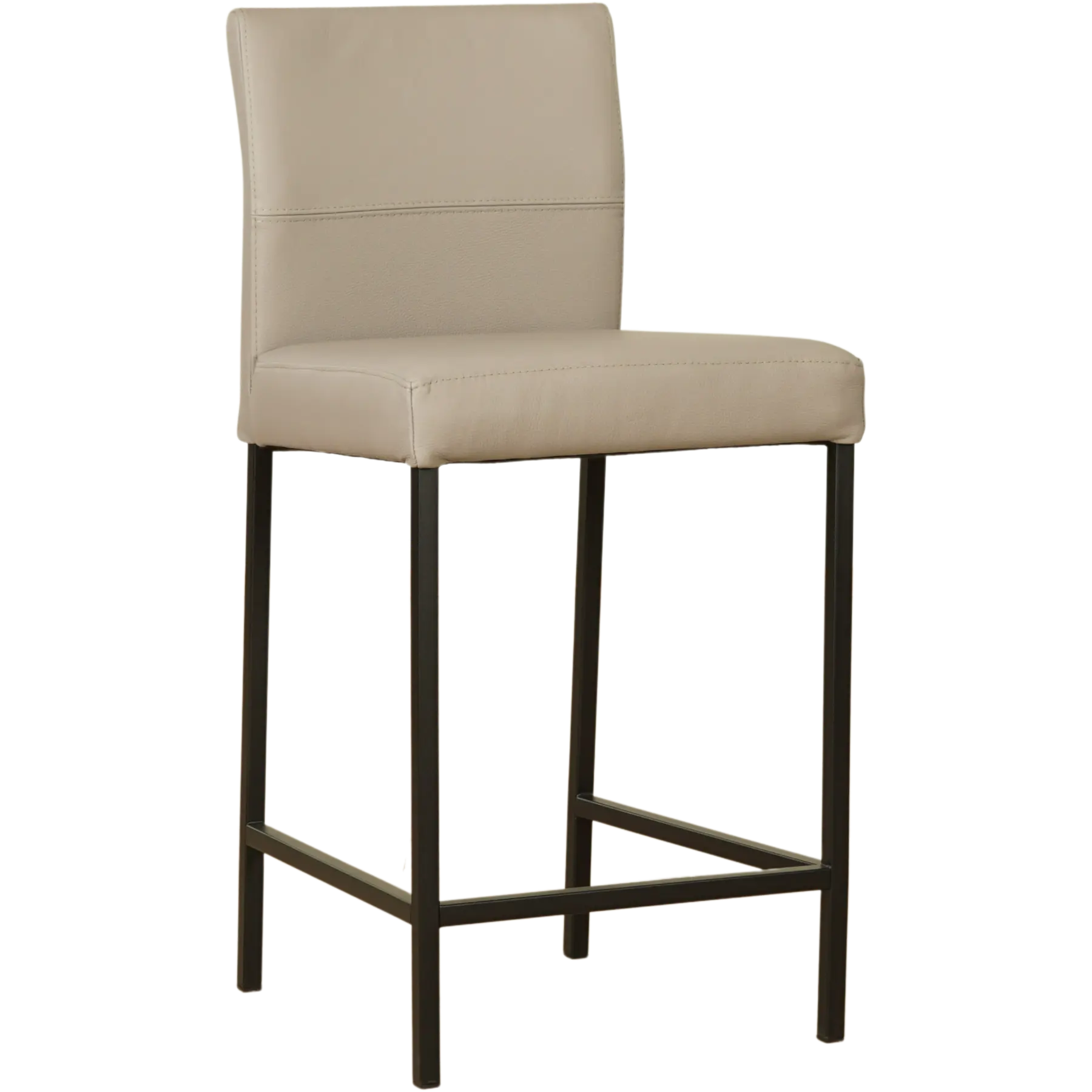 afbeelding van Leren barkruk Bright laag - Toledo Khaki (taupe/bruin) - Poten staal vierkant zwart