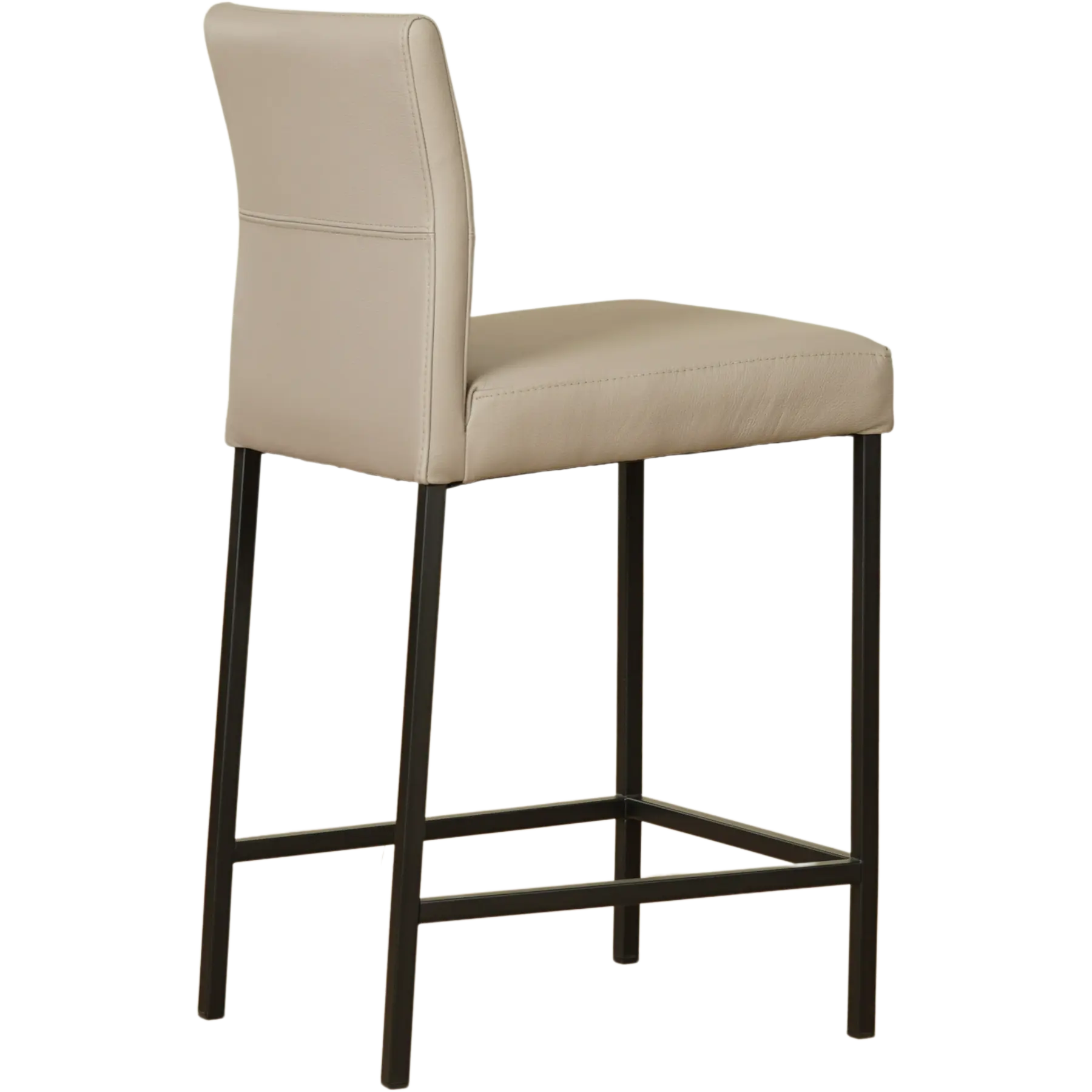 afbeelding van Leren barkruk Bright laag - Toledo Khaki (taupe/bruin) - Poten staal vierkant zwart