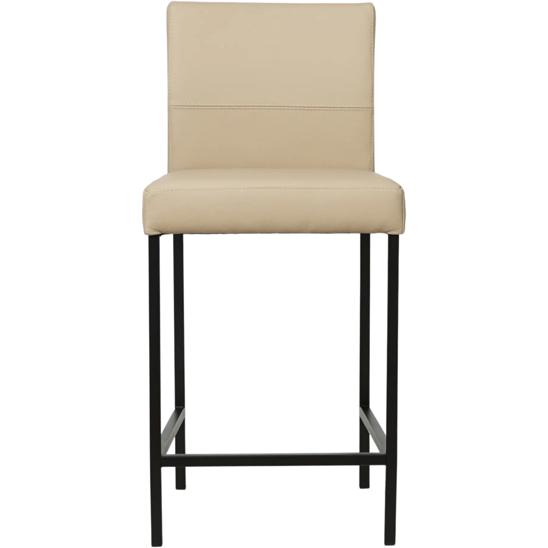 afbeelding van Leren barkruk Bright laag - Toledo Mastic (taupe/bruin) - Poten staal vierkant zwart