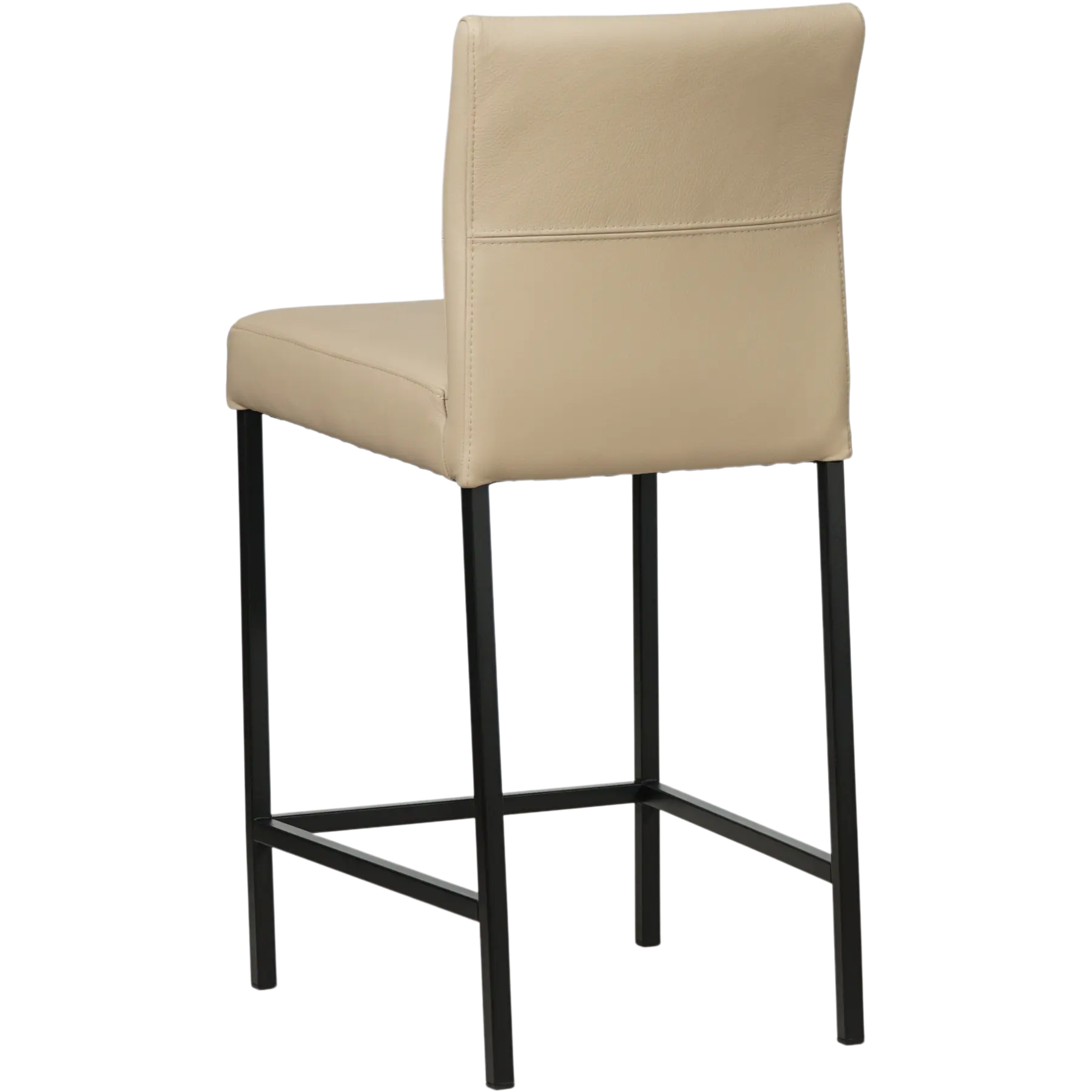 afbeelding van Leren barkruk Bright laag - Toledo Mastic (taupe/bruin) - Poten staal vierkant zwart