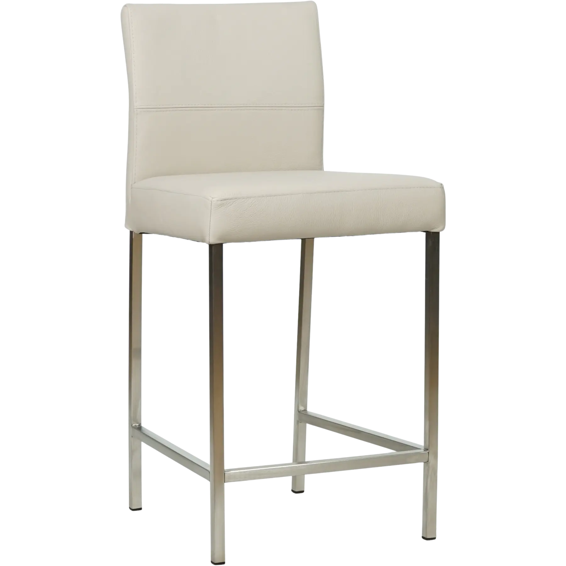 afbeelding van Leren barkruk Bright laag - Toledo Misty (crème) - Poten staal vierkant RVS