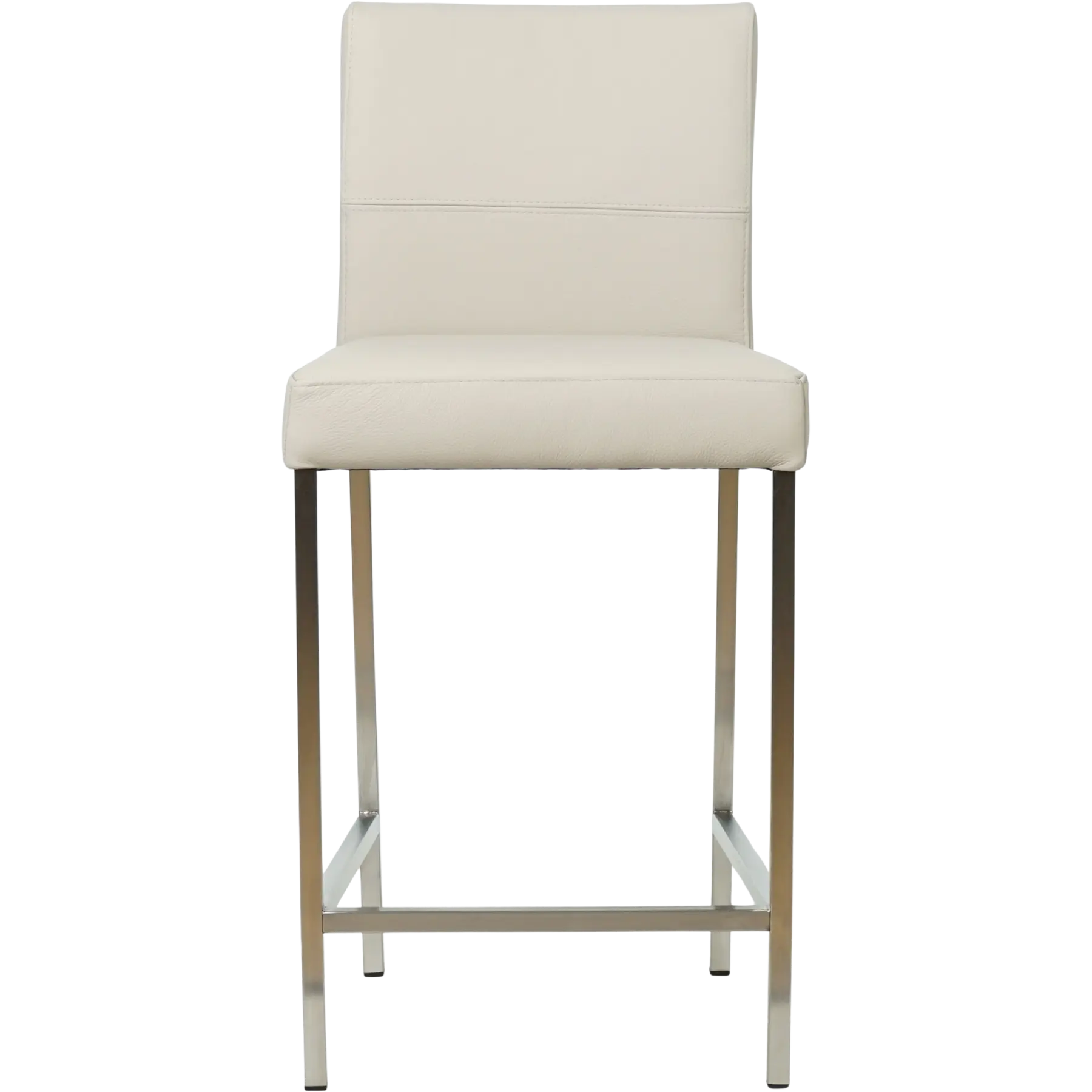 afbeelding van Leren barkruk Bright laag - Toledo Misty (crème) - Poten staal vierkant RVS