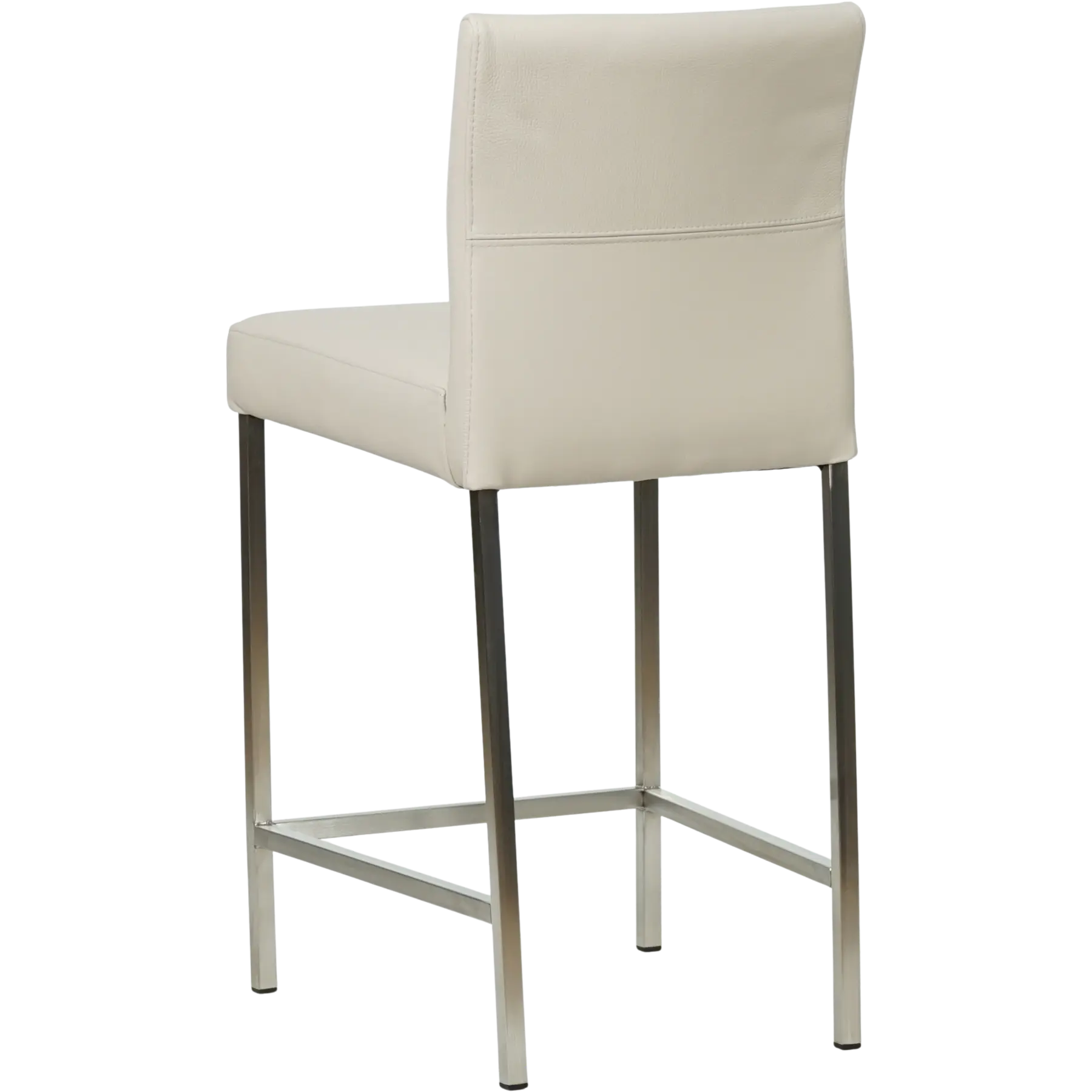 afbeelding van Leren barkruk Bright laag - Toledo Misty (crème) - Poten staal vierkant RVS