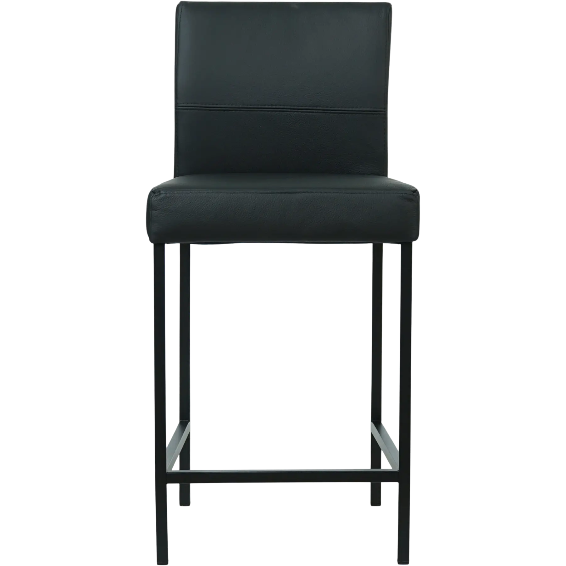 afbeelding van Leren barkruk Bright laag - Toledo Nero (zwart) - Poten staal vierkant zwart