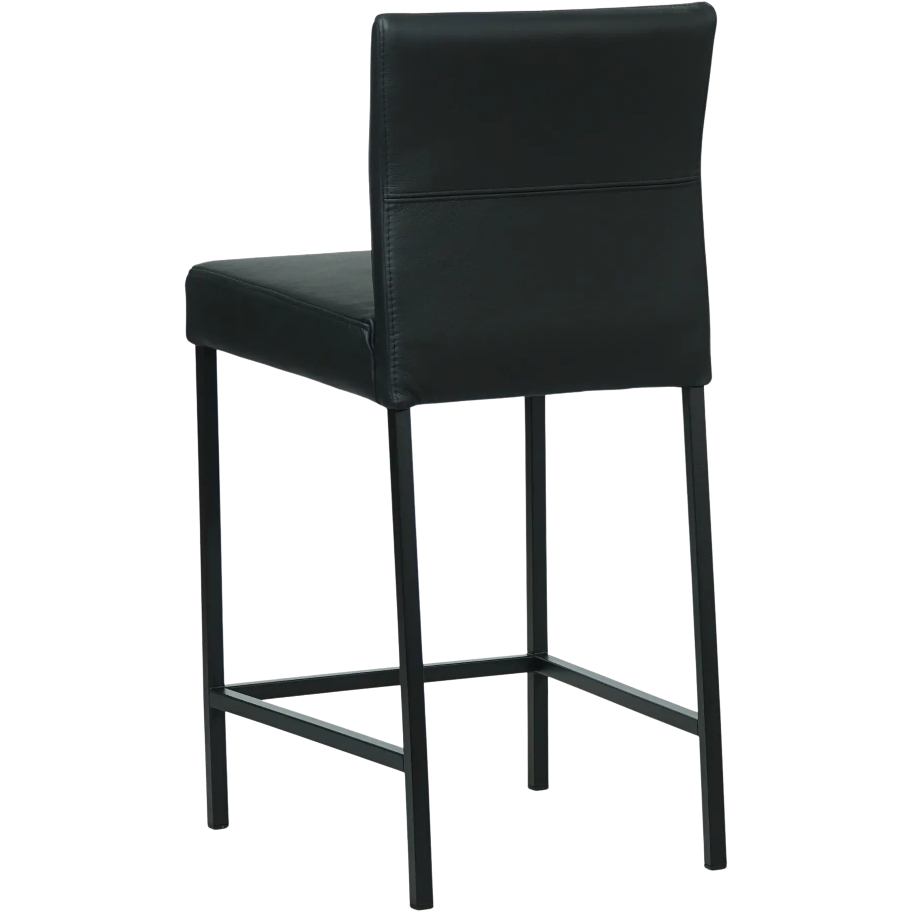 afbeelding van Leren barkruk Bright laag - Toledo Nero (zwart) - Poten staal vierkant zwart