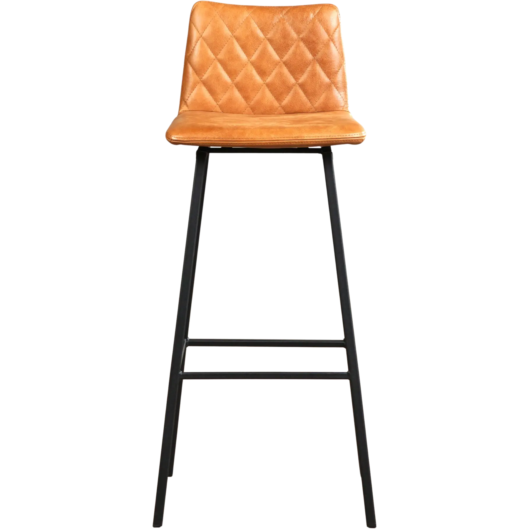 afbeelding van Leren barkruk Catch hoog - Vintage Cognac (cognac) - Poten staal vierkant zwart