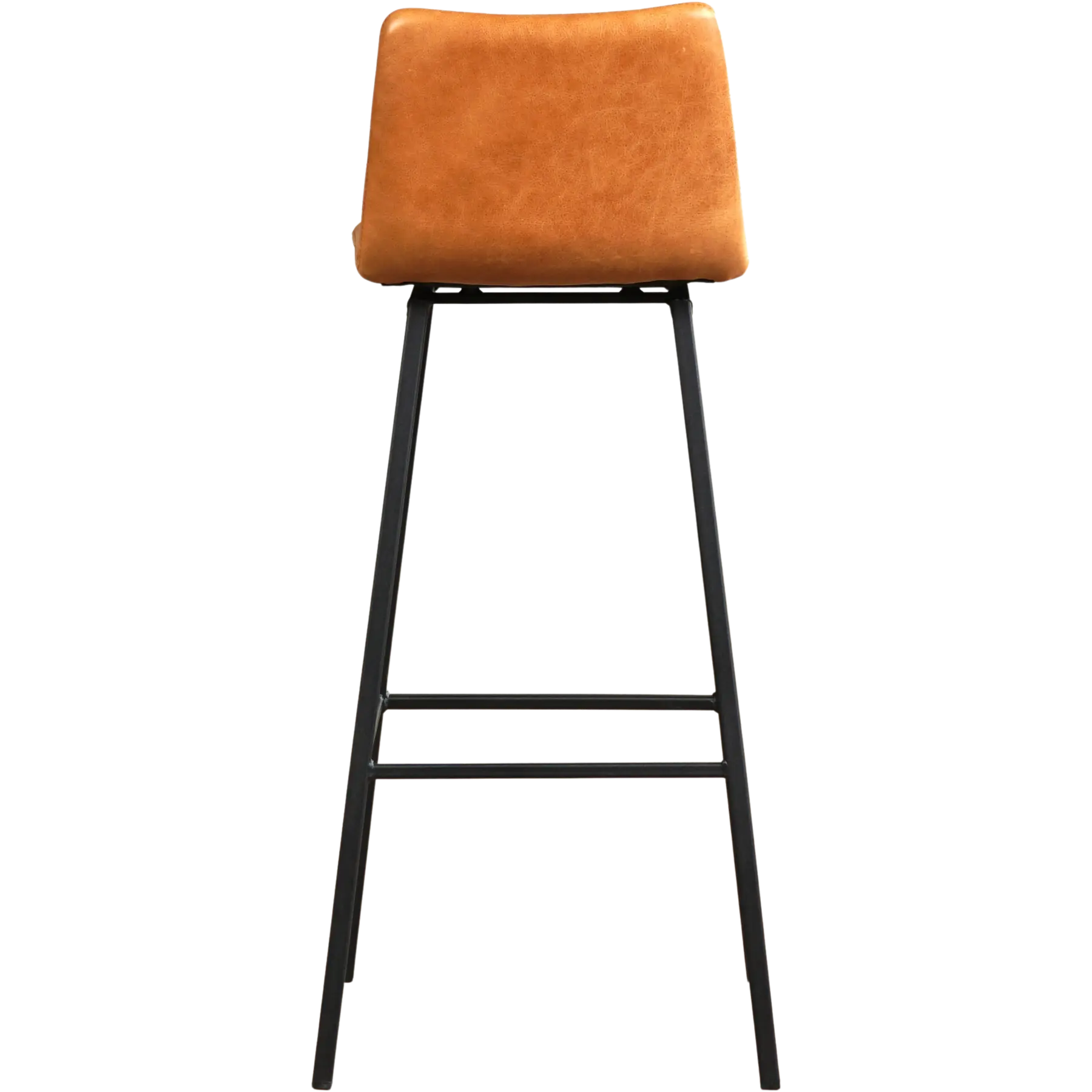 afbeelding van Leren barkruk Catch hoog - Vintage Cognac (cognac) - Poten staal vierkant zwart