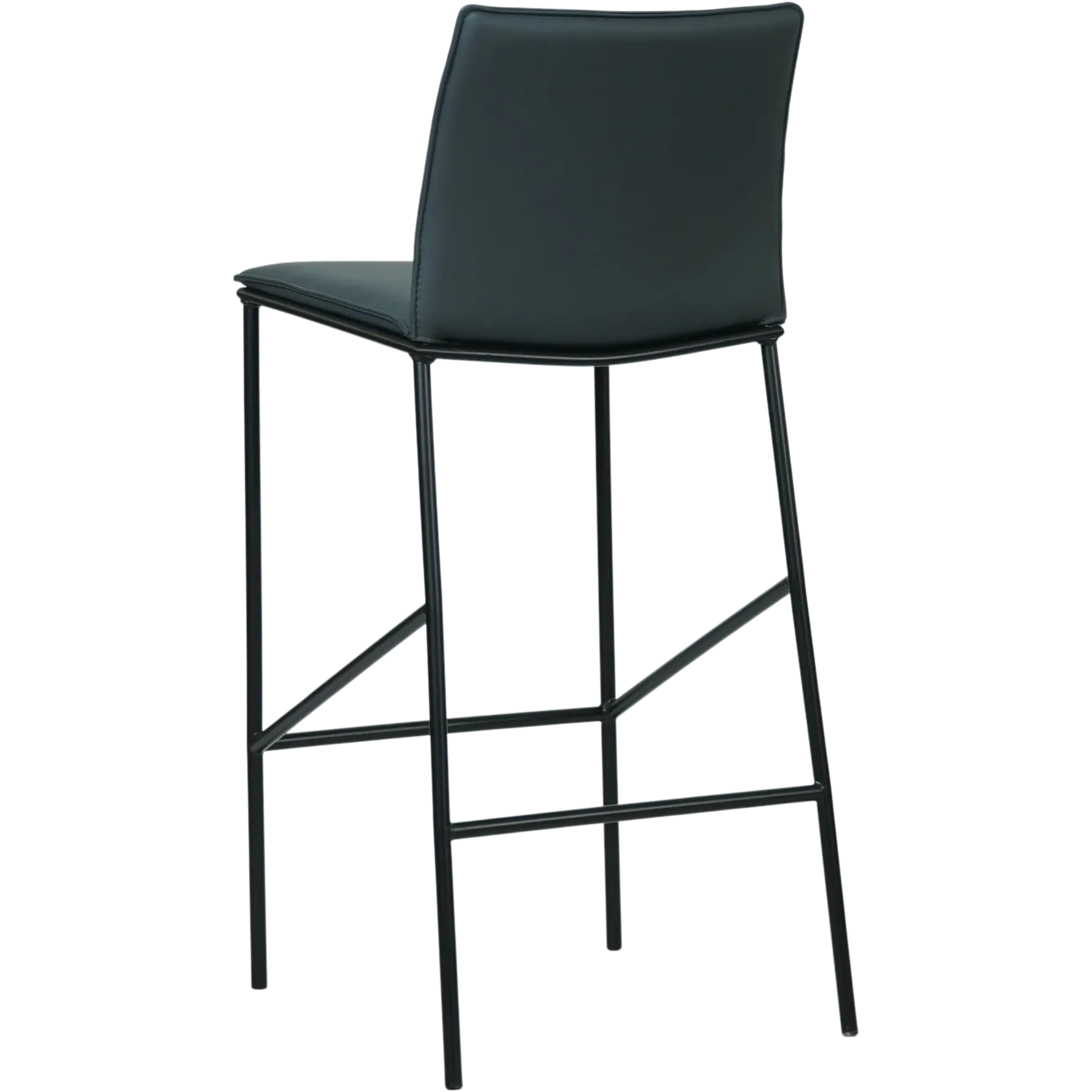 afbeelding van Leren barkruk Favor hoog - Hermes Ocean Blue (donkerblauw) - Poten staal rond zwart