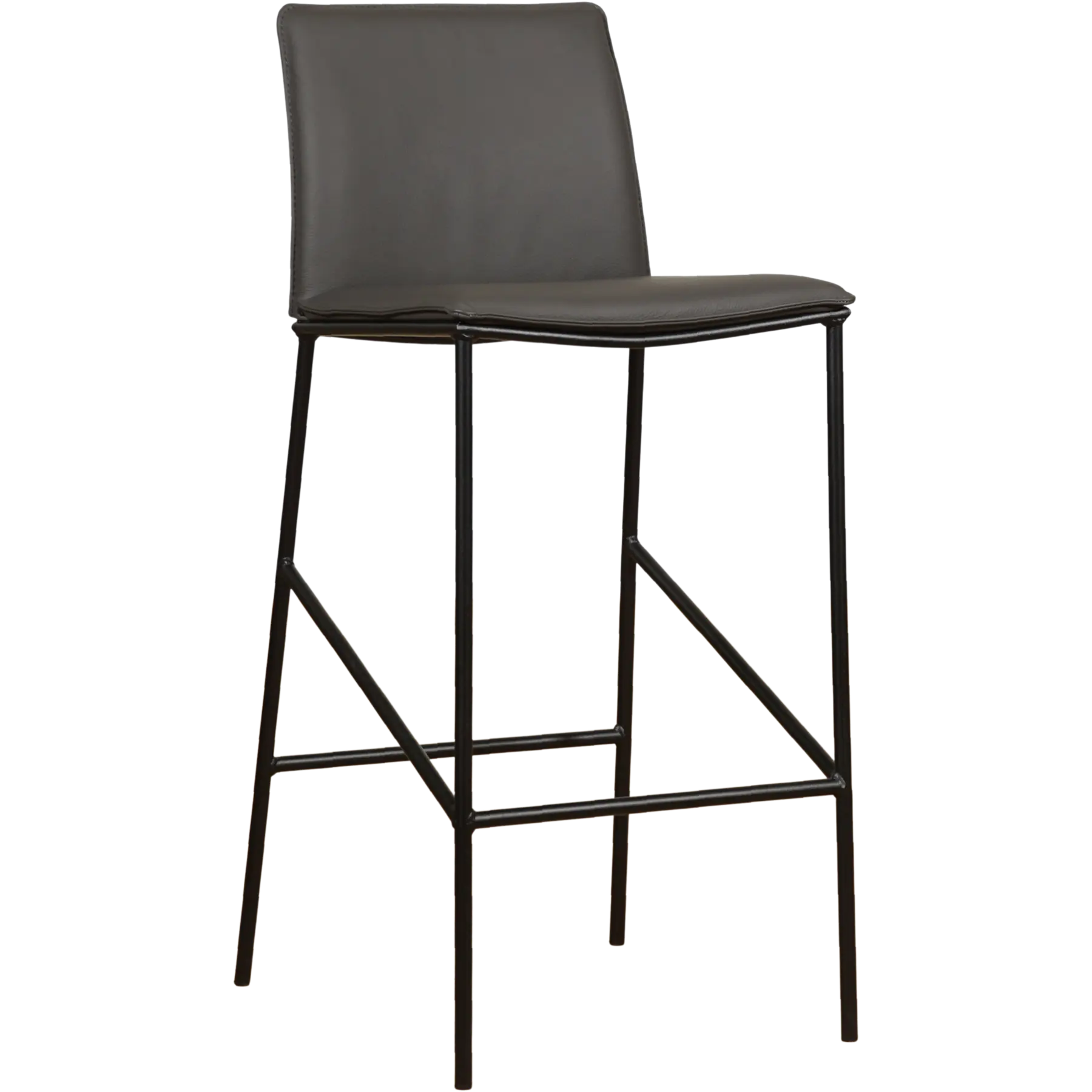 afbeelding van Leren barkruk Favor hoog - Toledo Antracite (donkergrijs) - Poten staal rond zwart