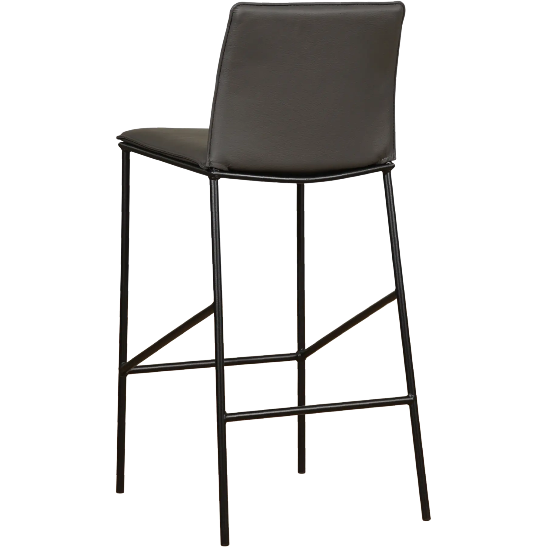 afbeelding van Leren barkruk Favor hoog - Poten staal rond zwart