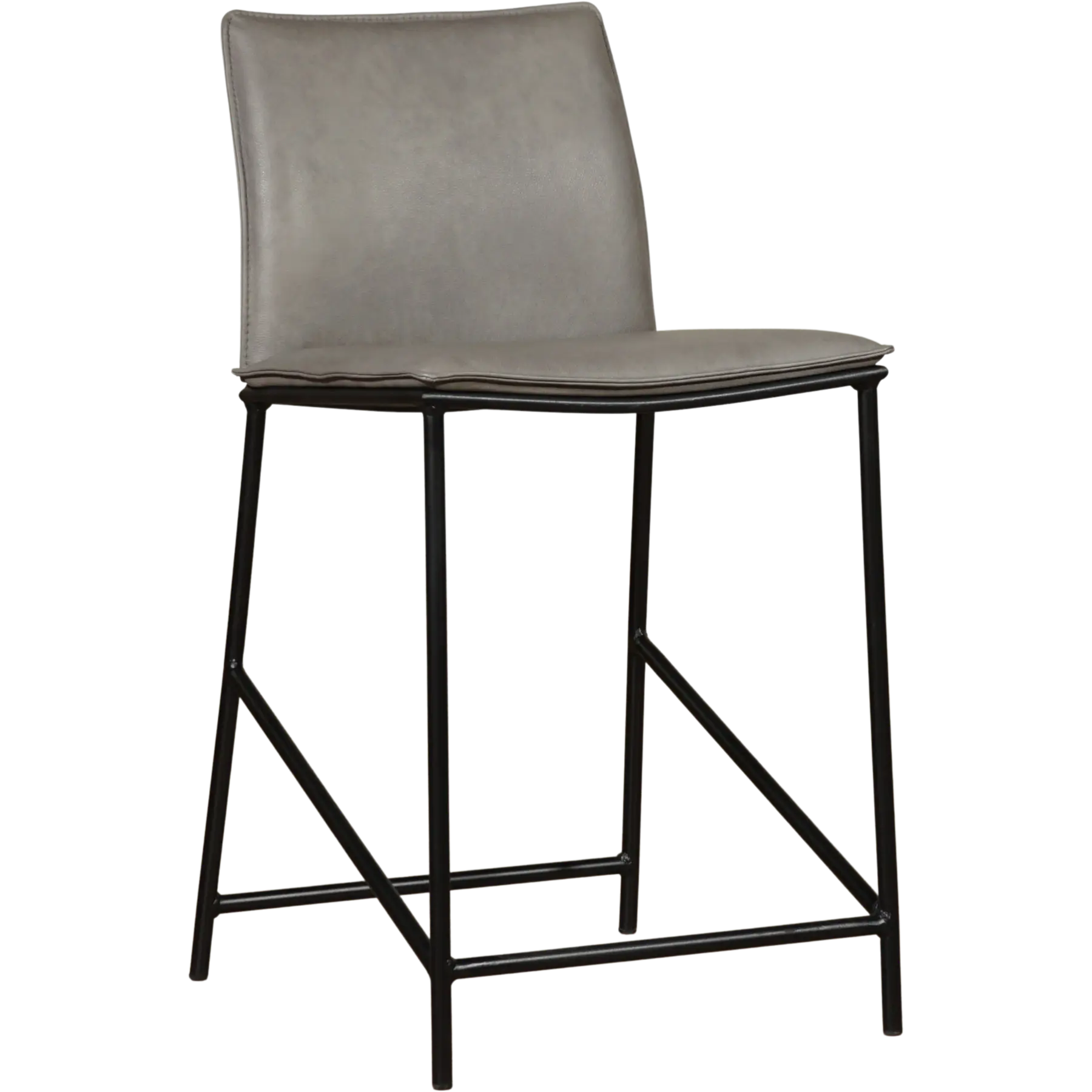 afbeelding van Leren barkruk Favor laag - Poten staal rond zwart