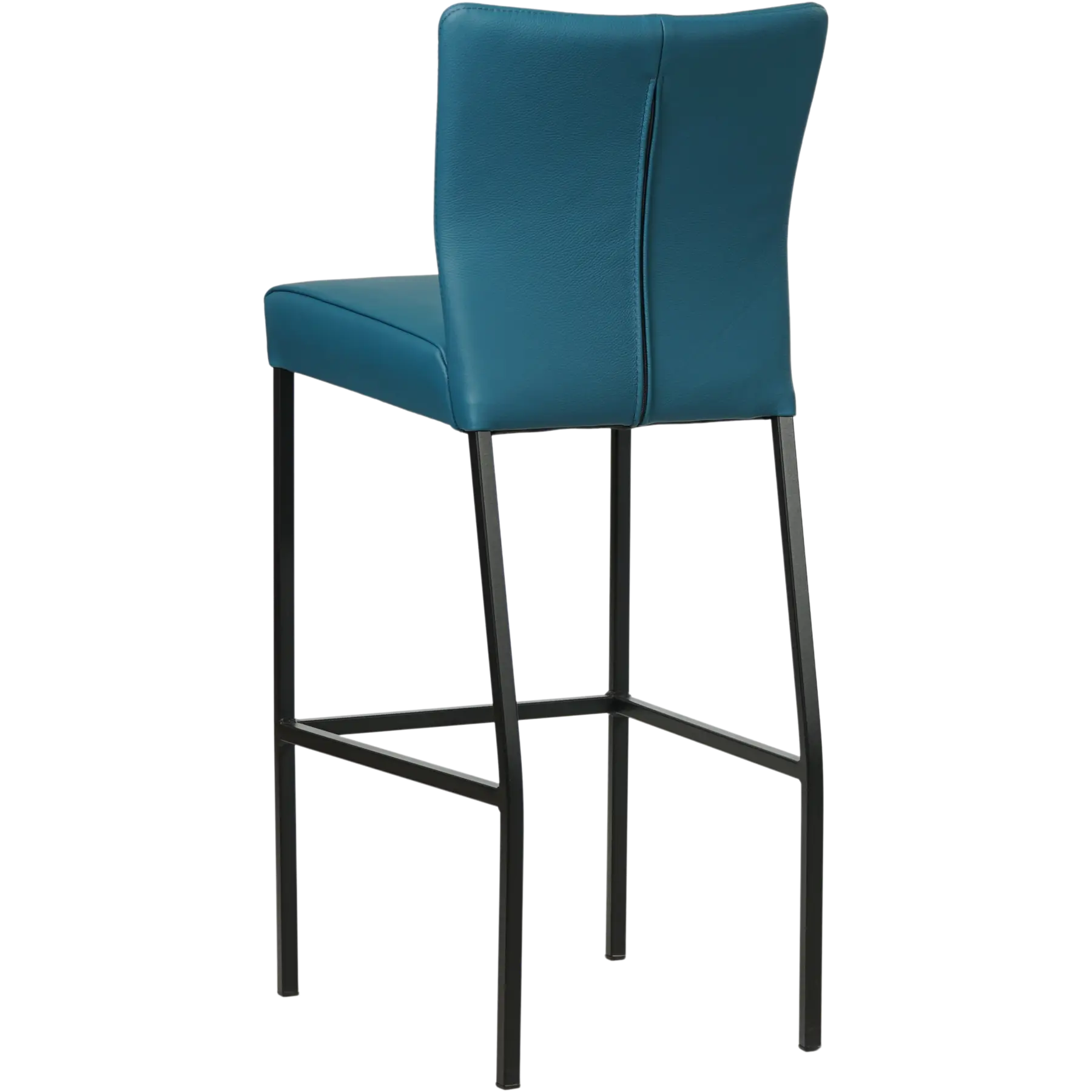 afbeelding van Leren barkruk Revolt hoog - Hermes Turquoise (blauw) - Poten staal vierkant zwart