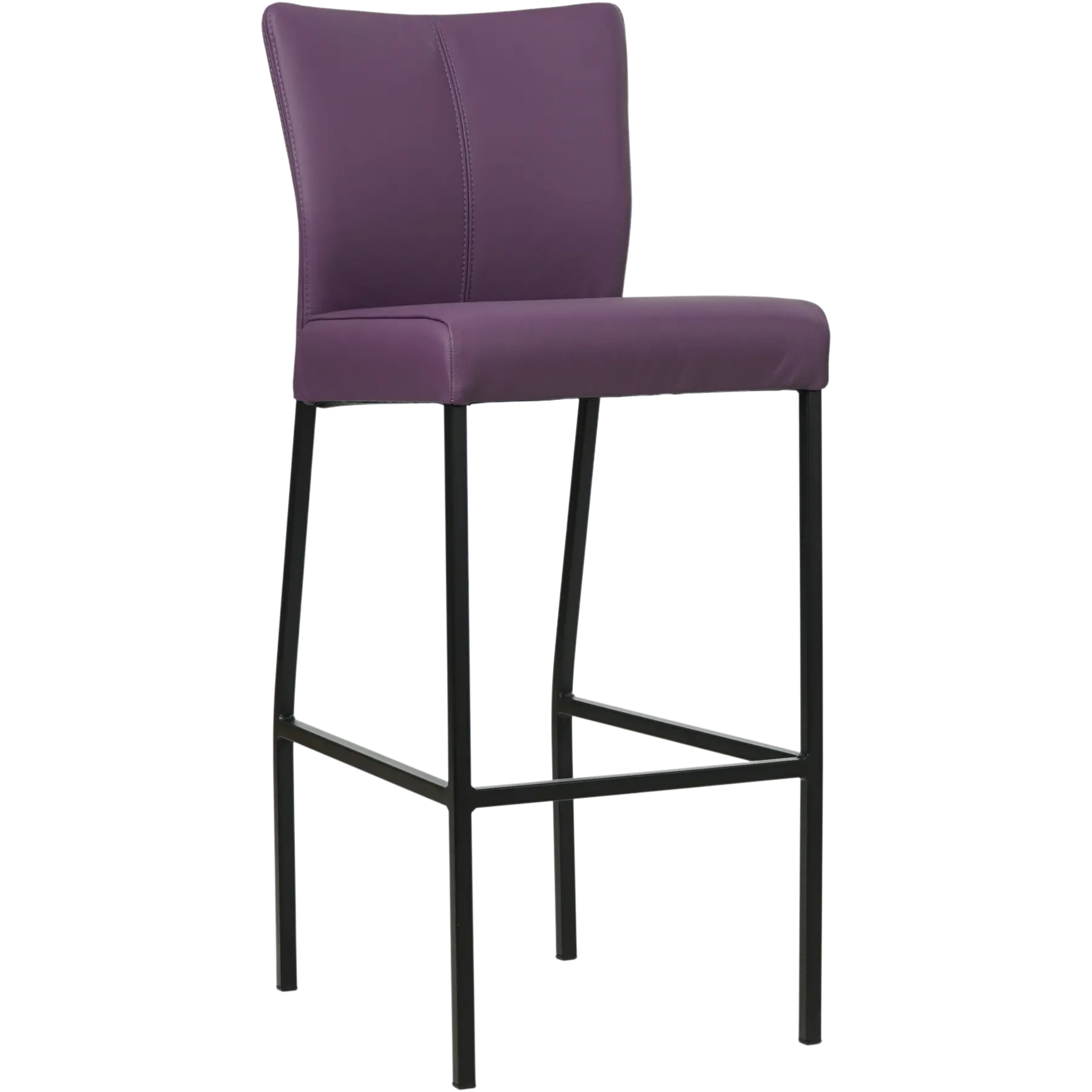afbeelding van Leren barkruk Revolt hoog - Toledo Aubergine (paars) - Poten staal vierkant zwart