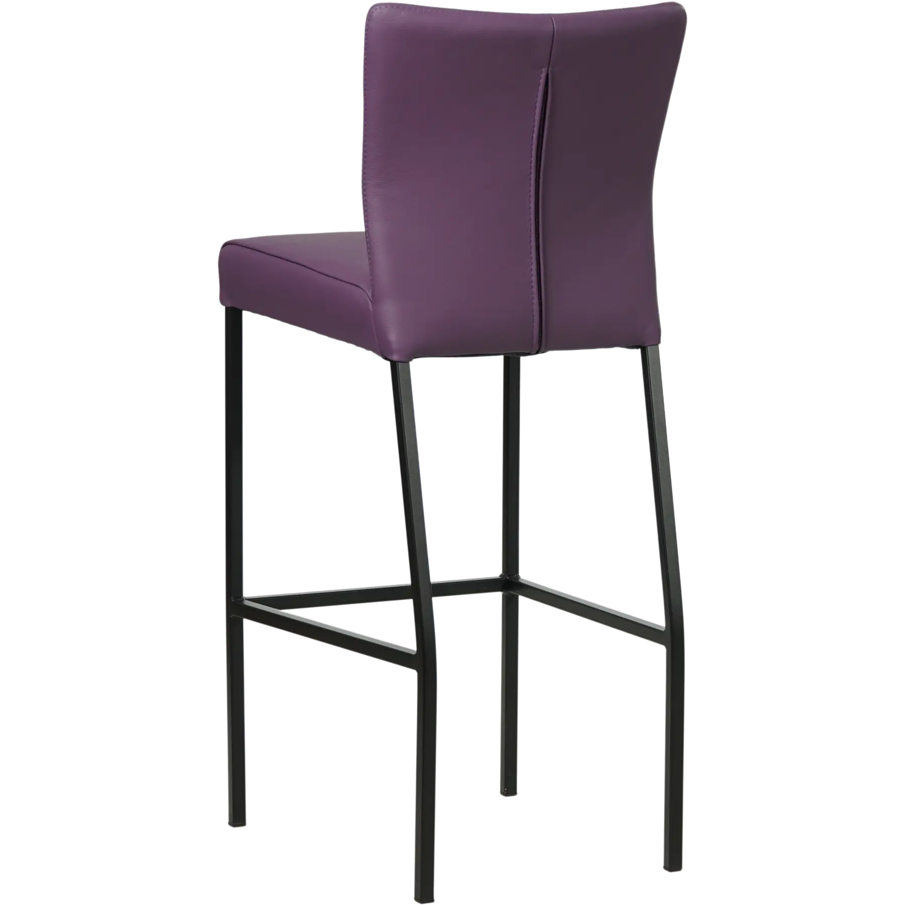afbeelding van Leren barkruk Revolt hoog - Toledo Aubergine (paars) - Poten staal vierkant zwart