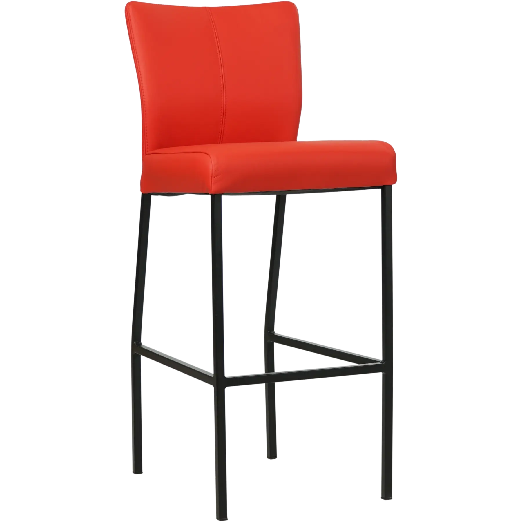 afbeelding van Leren barkruk Revolt hoog - Toledo Ferrari (felrood) - Poten staal vierkant zwart