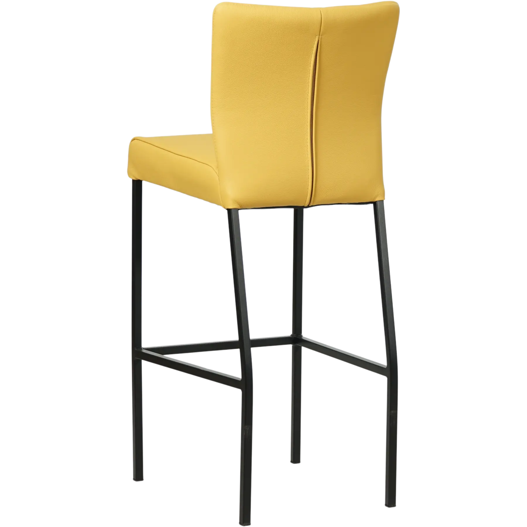 afbeelding van Leren barkruk Revolt hoog - Toledo Giallo (geel) - Poten staal vierkant zwart