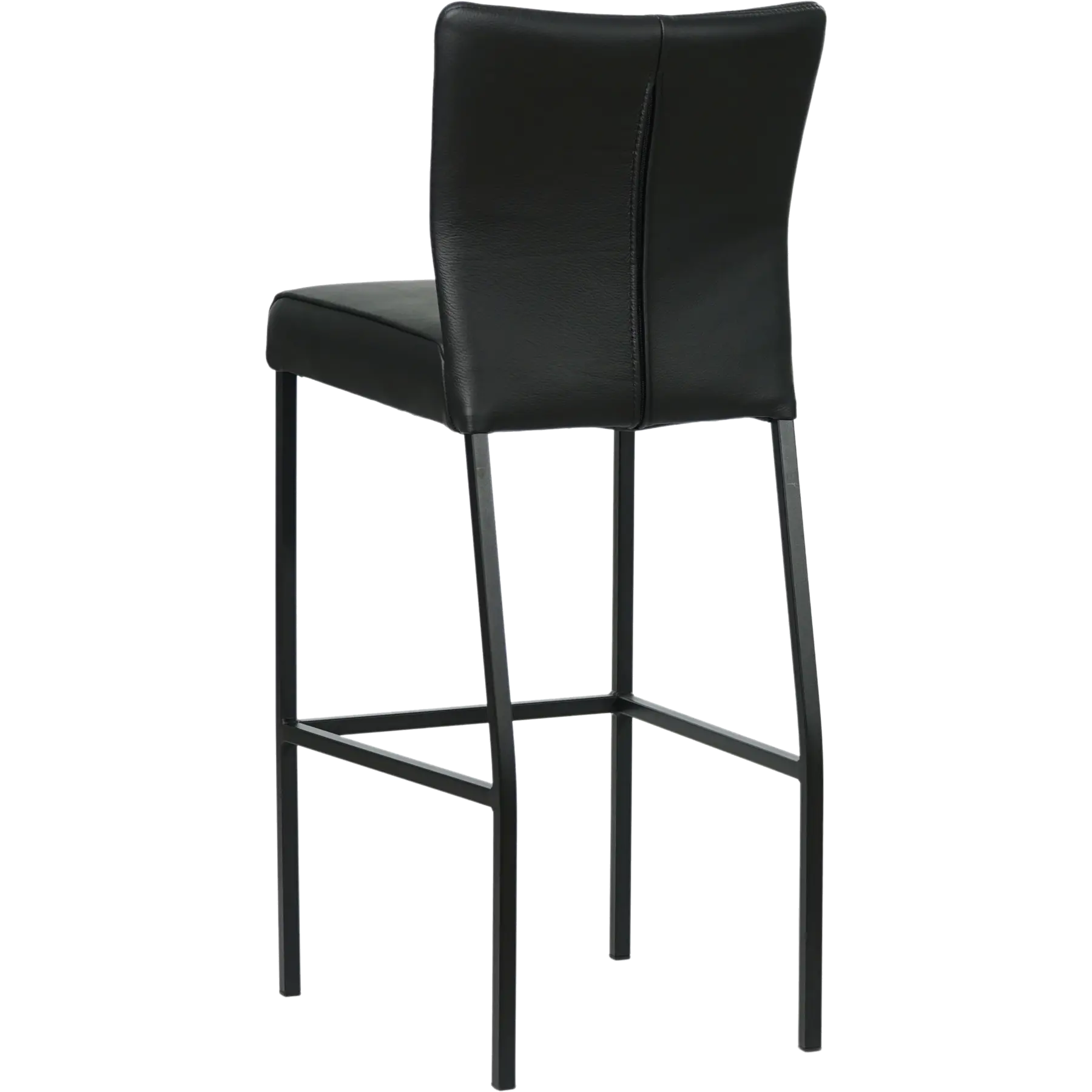 afbeelding van Leren barkruk Revolt hoog - Toledo Nero (zwart) - Poten staal vierkant zwart