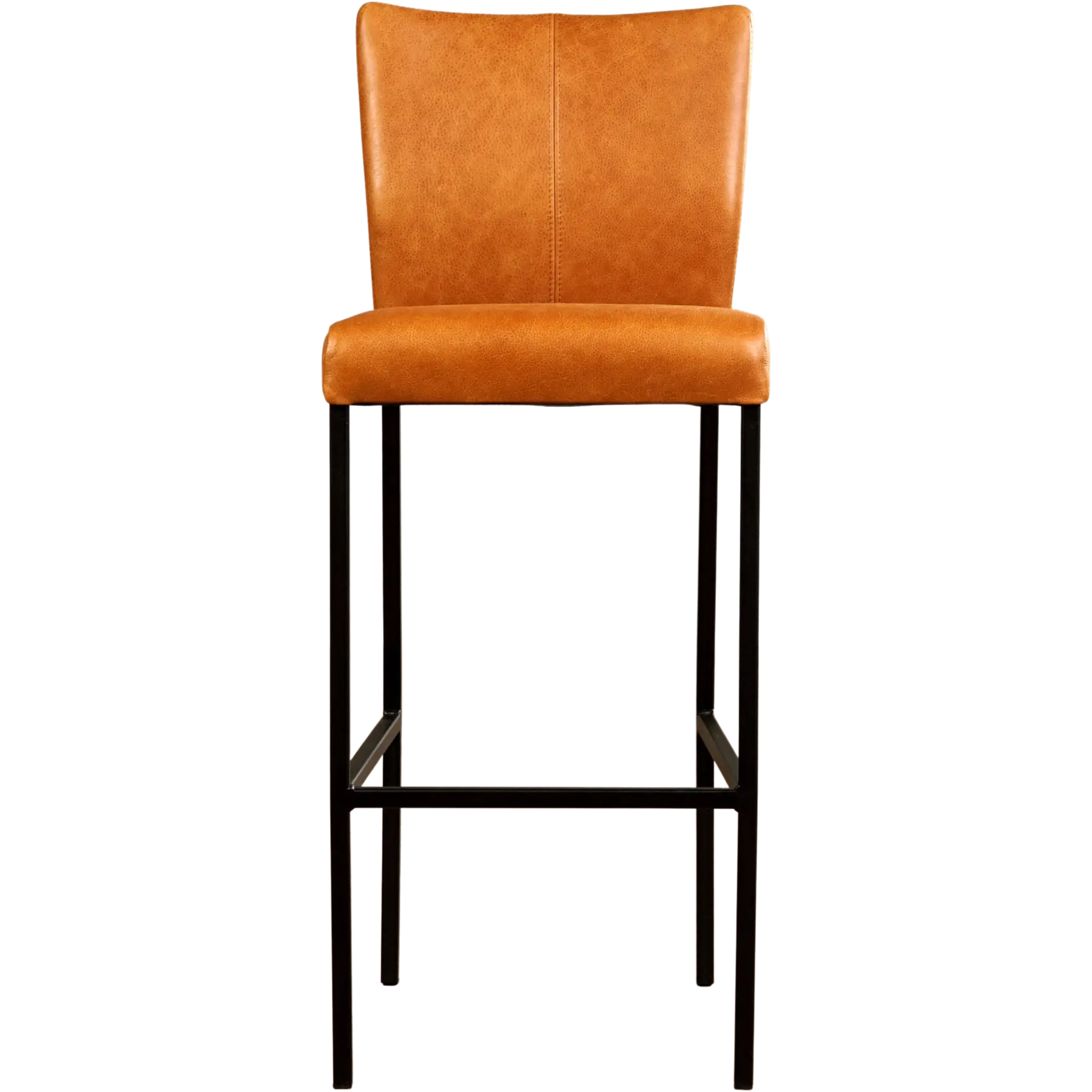 afbeelding van Leren barkruk Revolt hoog - Vintage Cognac (cognac) - Poten staal vierkant zwart