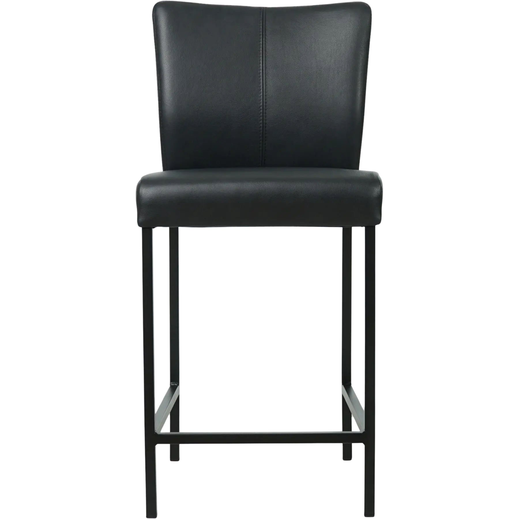 afbeelding van Leren barkruk Revolt laag - Granada Black (zwart) - Poten staal vierkant zwart