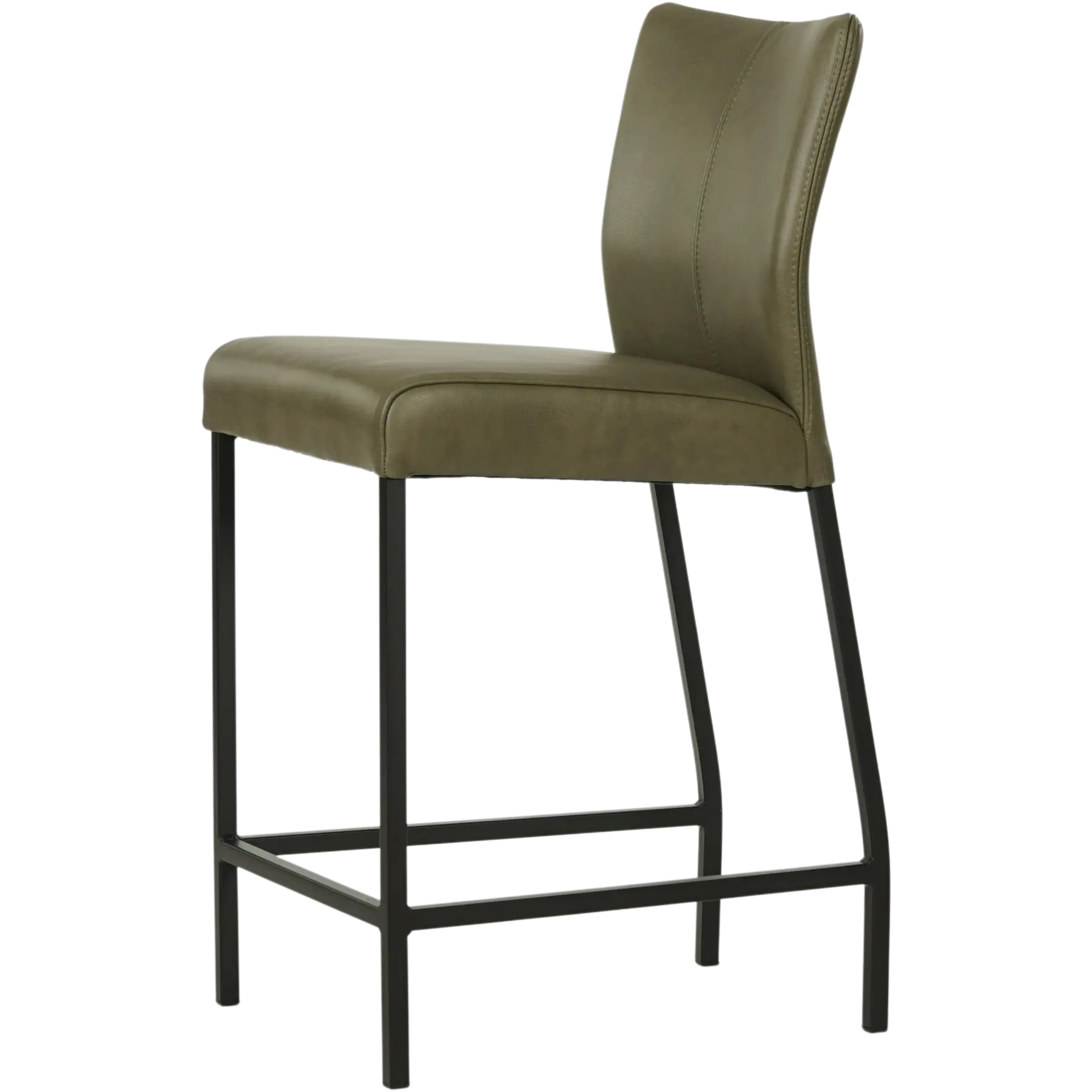 afbeelding van Leren barkruk Revolt laag - Granada Moss (olijf/groen) - Poten staal vierkant zwart