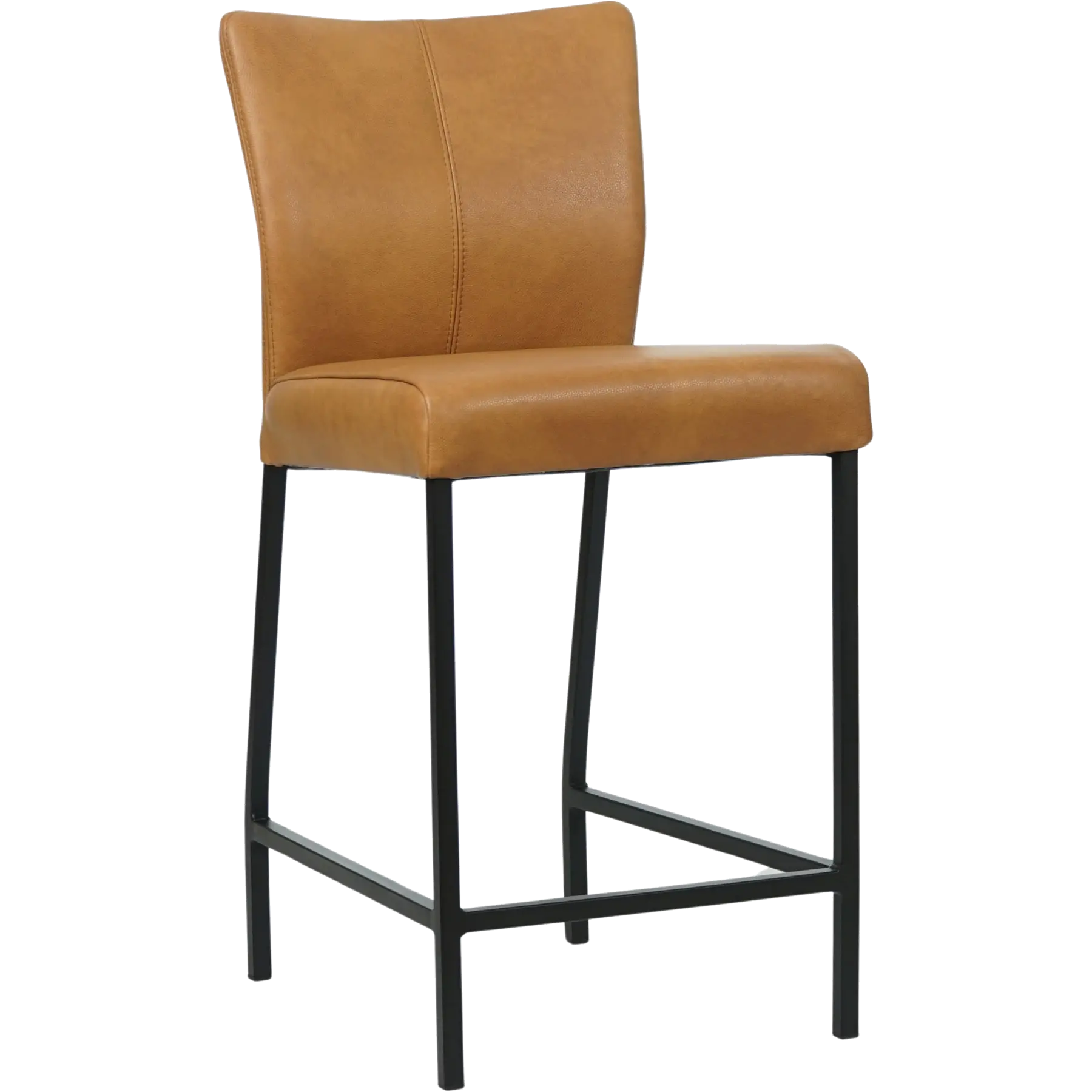 afbeelding van Leren barkruk Revolt laag - Granada Sahara (cognac) - Poten staal vierkant zwart