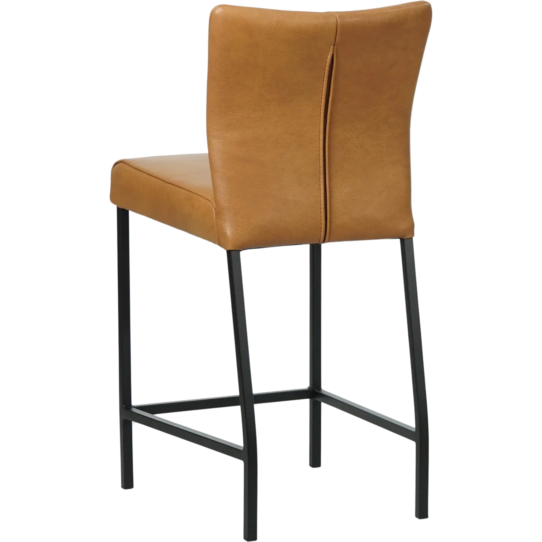 afbeelding van Leren barkruk Revolt laag - Granada Sahara (cognac) - Poten staal vierkant zwart