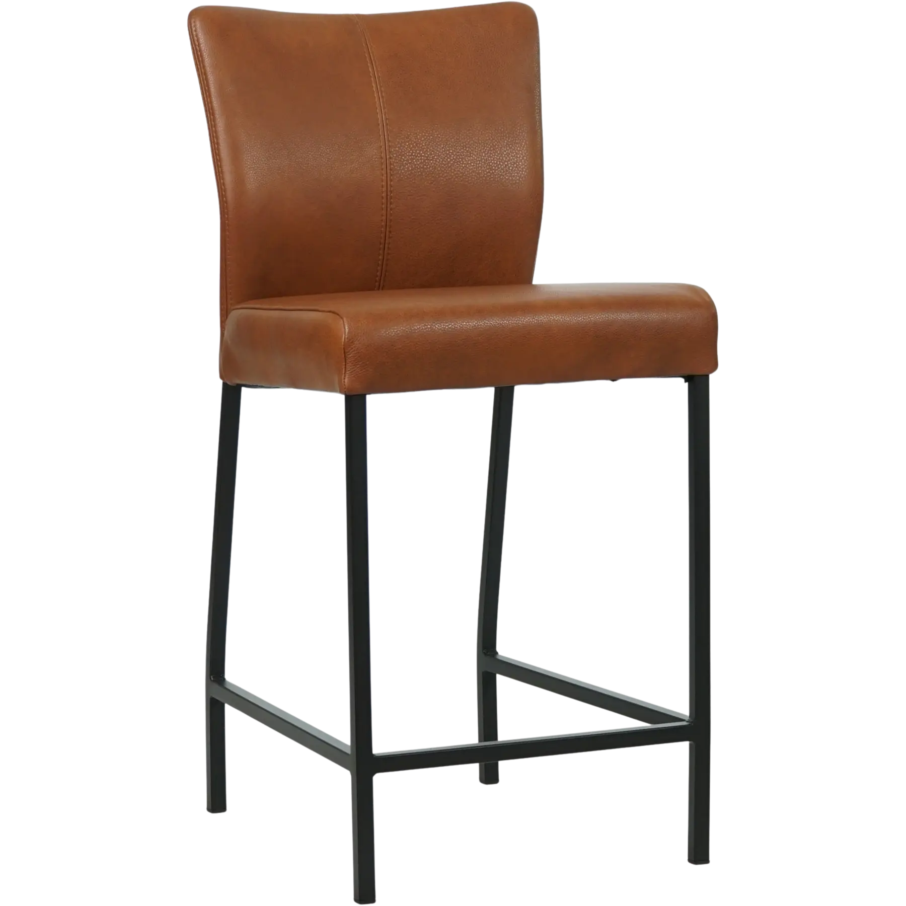 afbeelding van Leren barkruk Revolt laag - Granada Savannah (cognac) - Poten staal vierkant zwart