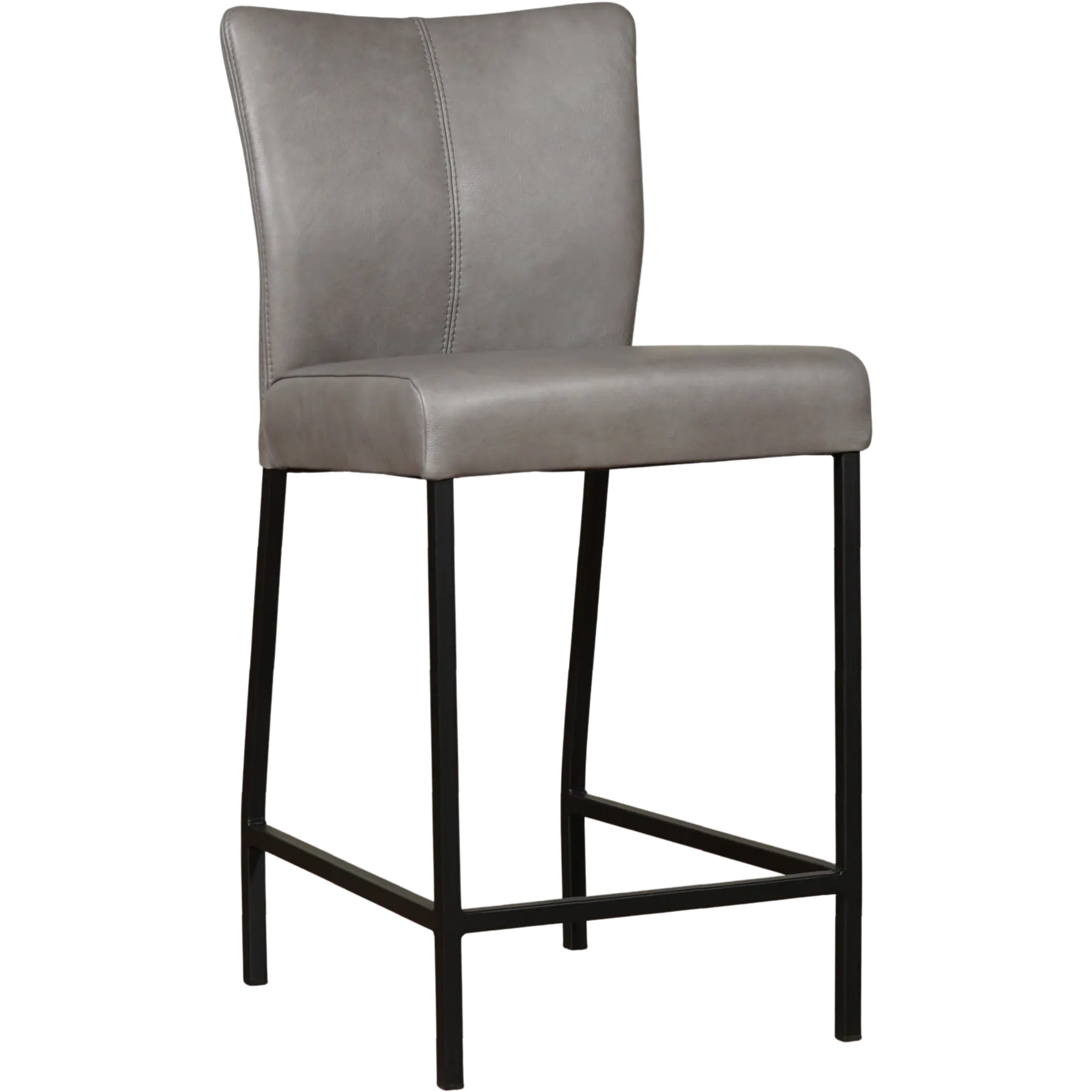 afbeelding van Leren barkruk Revolt laag - Granada Steel (grijs) - Poten staal vierkant zwart