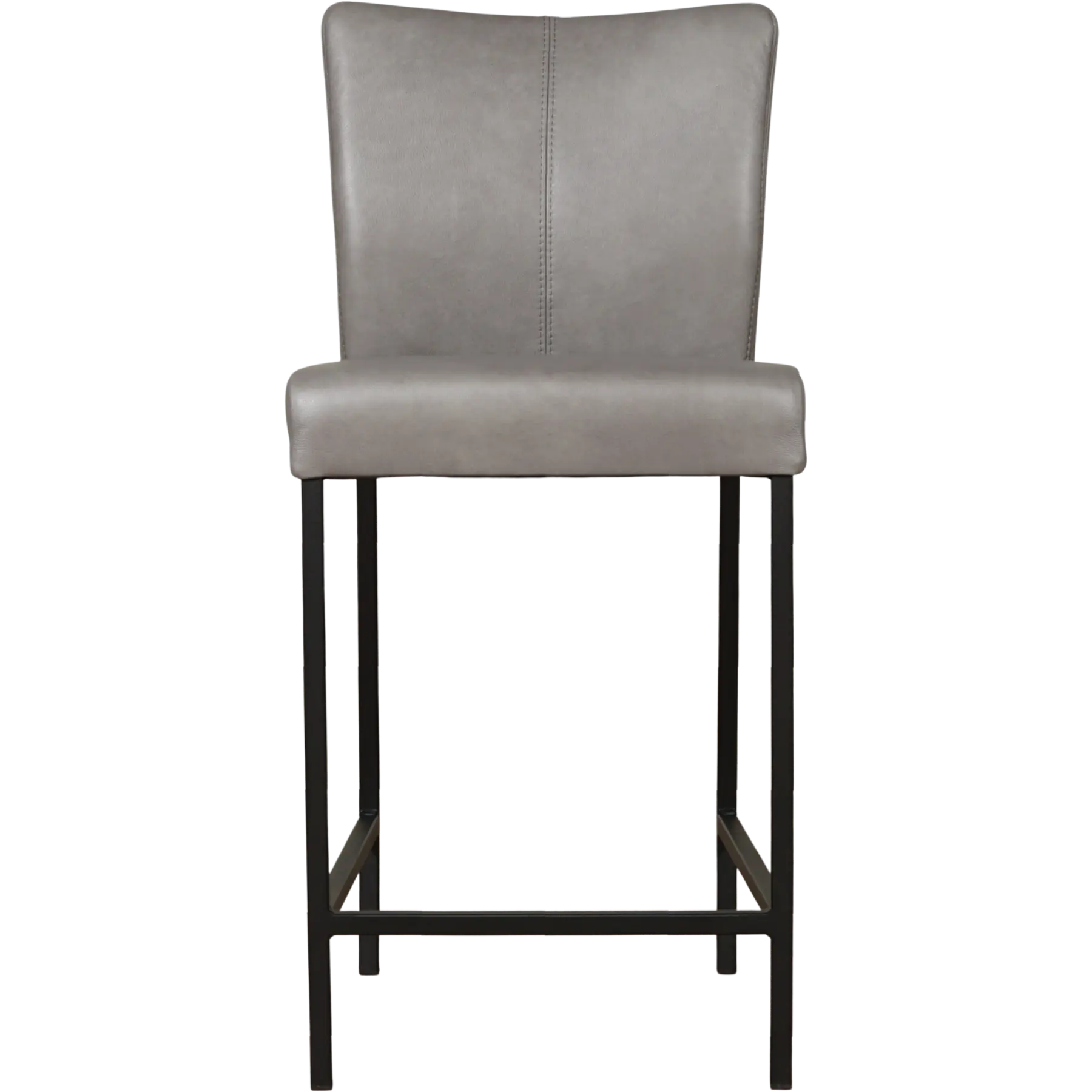 afbeelding van Leren barkruk Revolt laag - Granada Steel (grijs) - Poten staal vierkant zwart