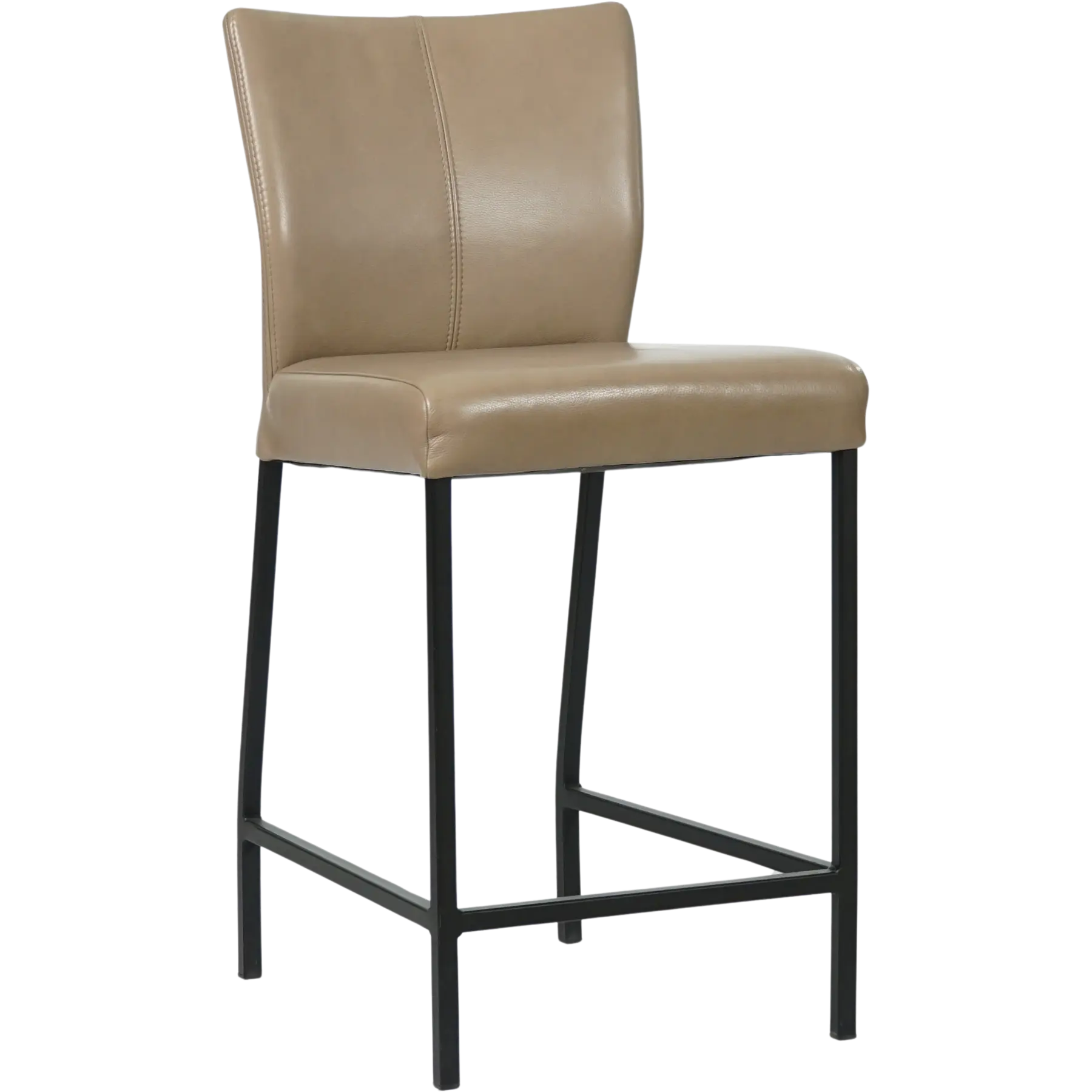 afbeelding van Leren barkruk Revolt laag - Granada Taupe (taupe/bruin) - Poten staal vierkant zwart