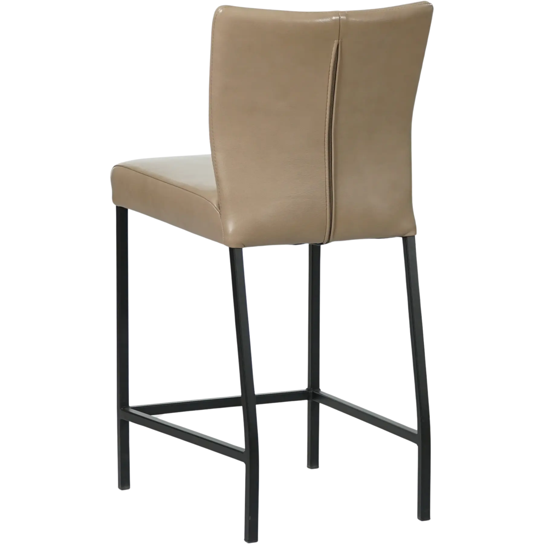 afbeelding van Leren barkruk Revolt laag - Granada Taupe (taupe/bruin) - Poten staal vierkant zwart