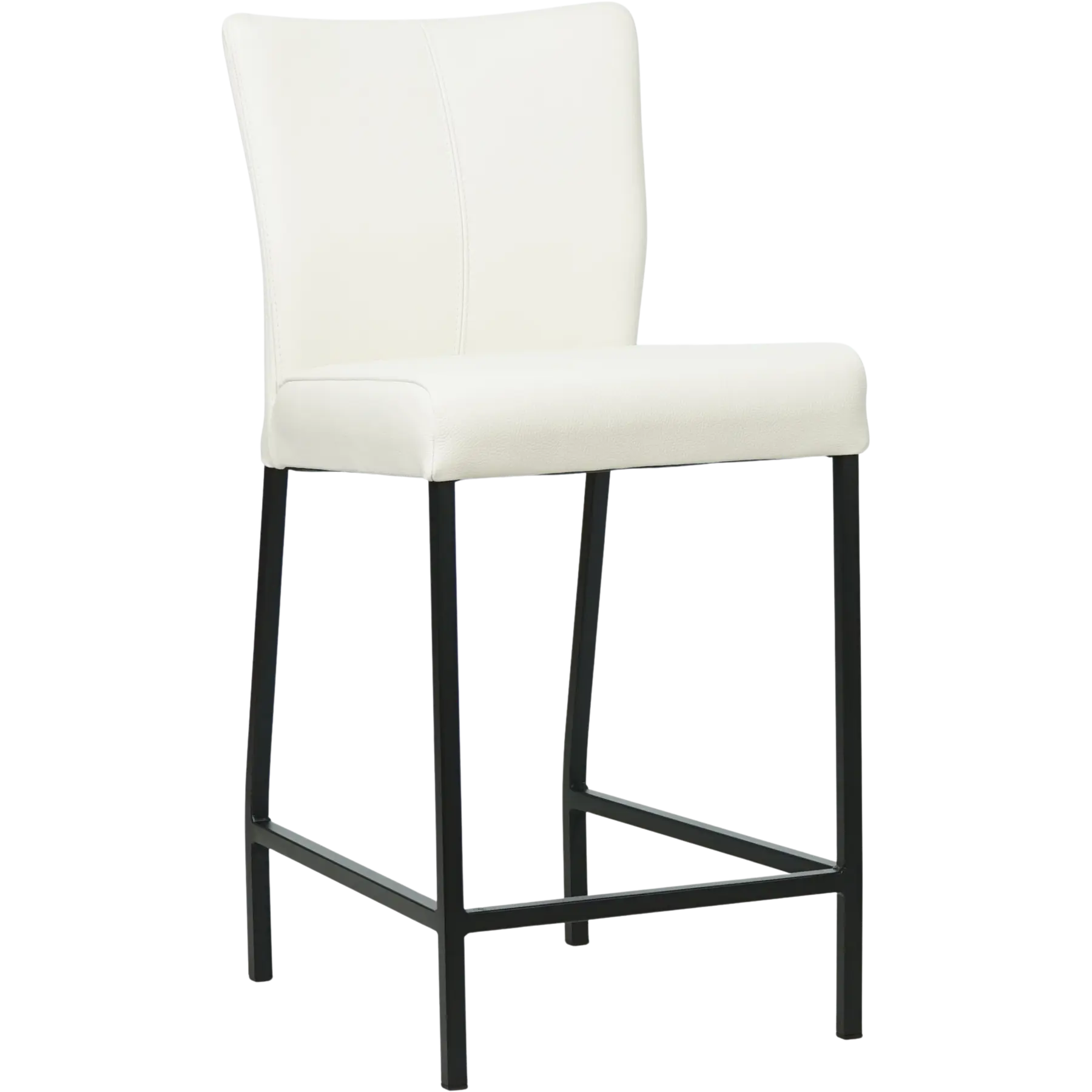 afbeelding van Leren barkruk Revolt laag - Hermes Bianco (gebroken wit) - Poten staal vierkant zwart