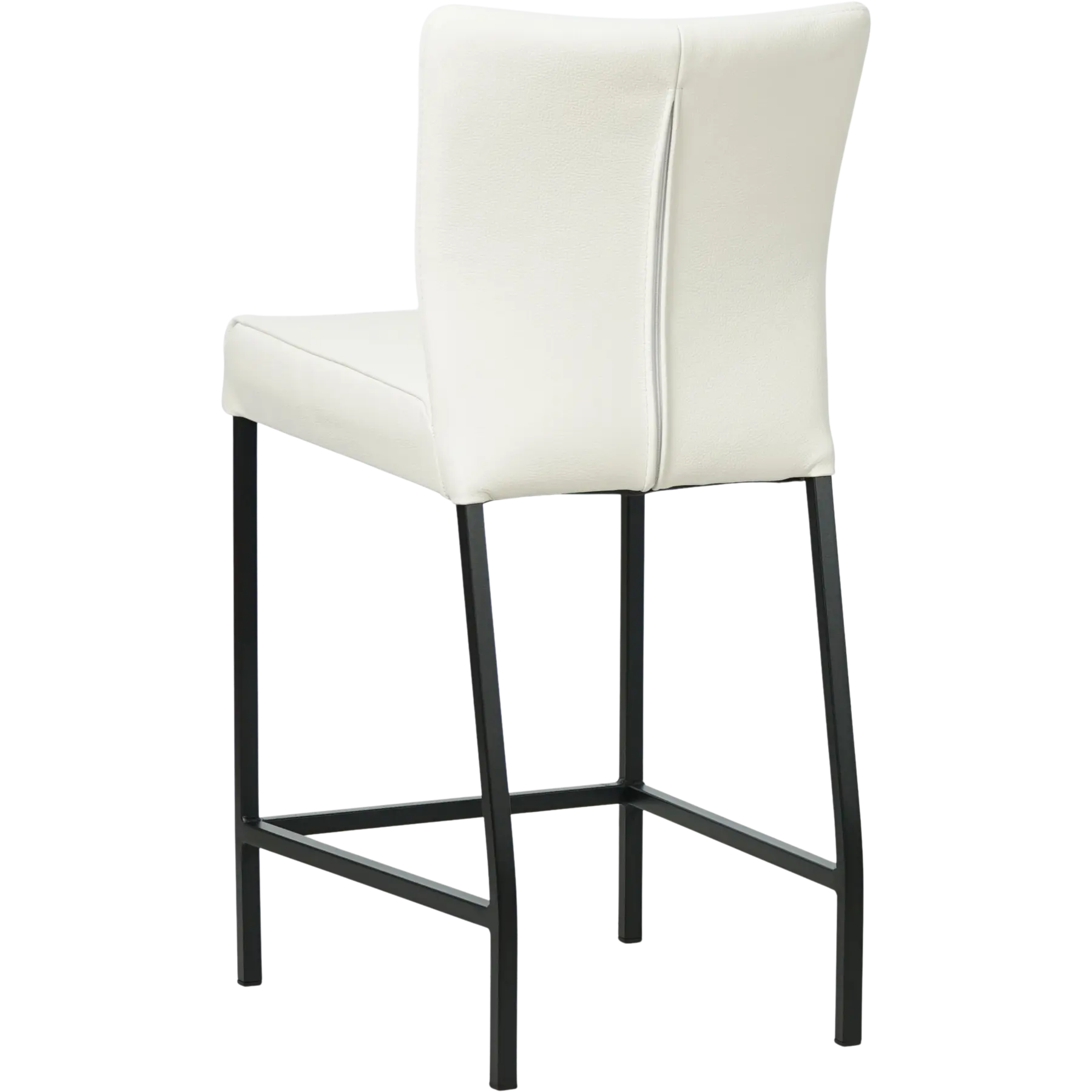 afbeelding van Leren barkruk Revolt laag - Hermes Bianco (gebroken wit) - Poten staal vierkant zwart