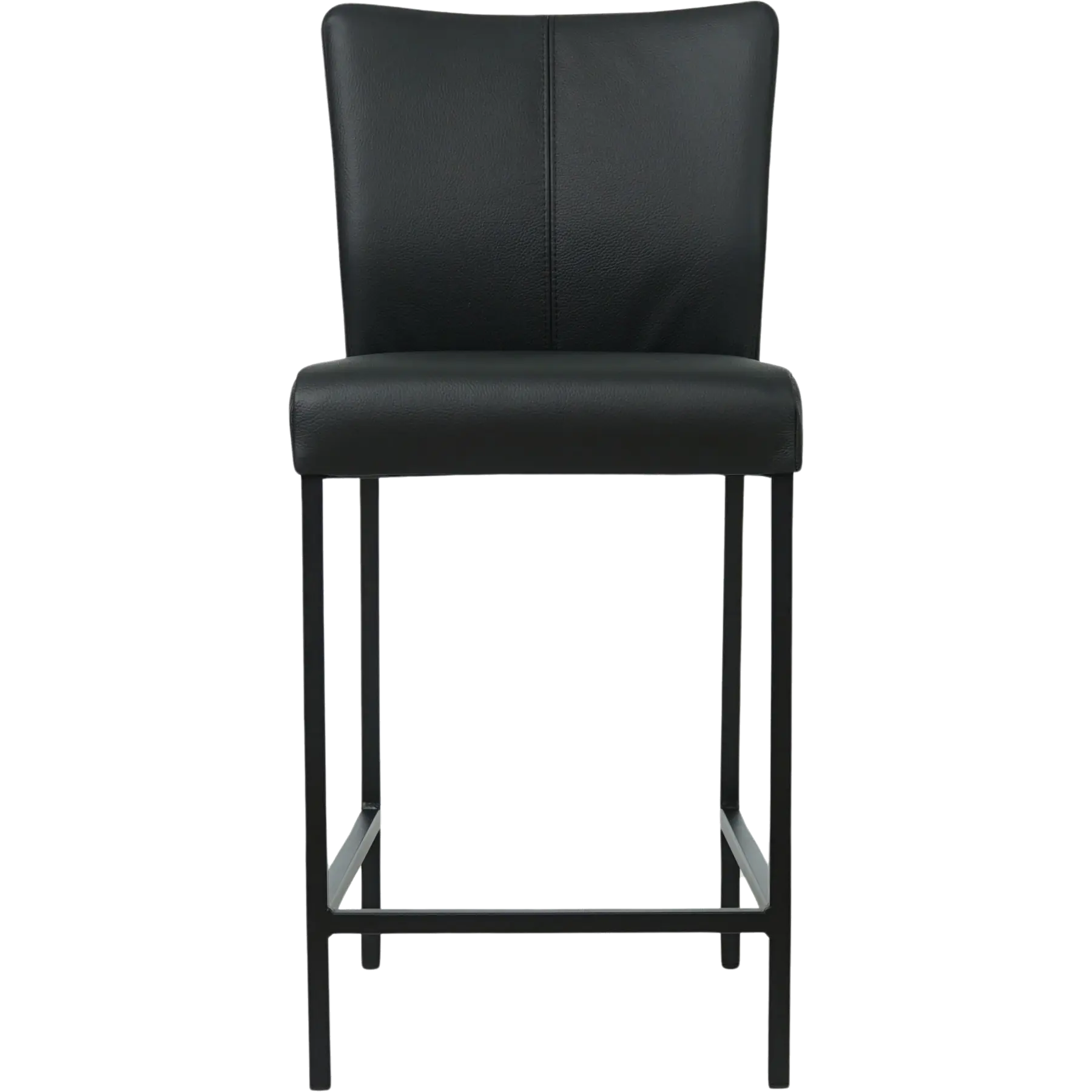 afbeelding van Leren barkruk Revolt laag - Hermes Nero (zwart) - Poten staal vierkant zwart