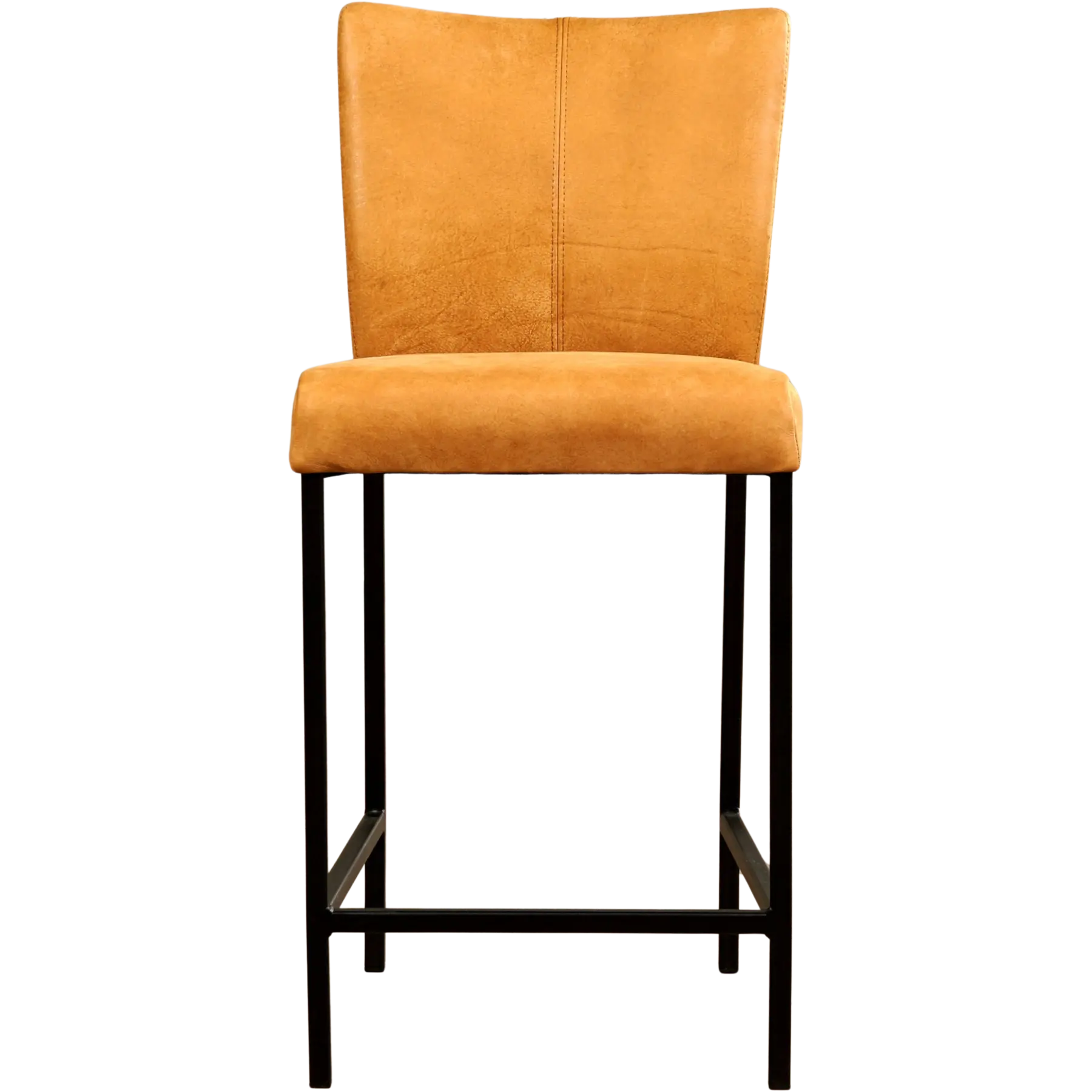 afbeelding van Leren barkruk Revolt laag - Kenia Cognac (cognac) - Poten staal vierkant zwart