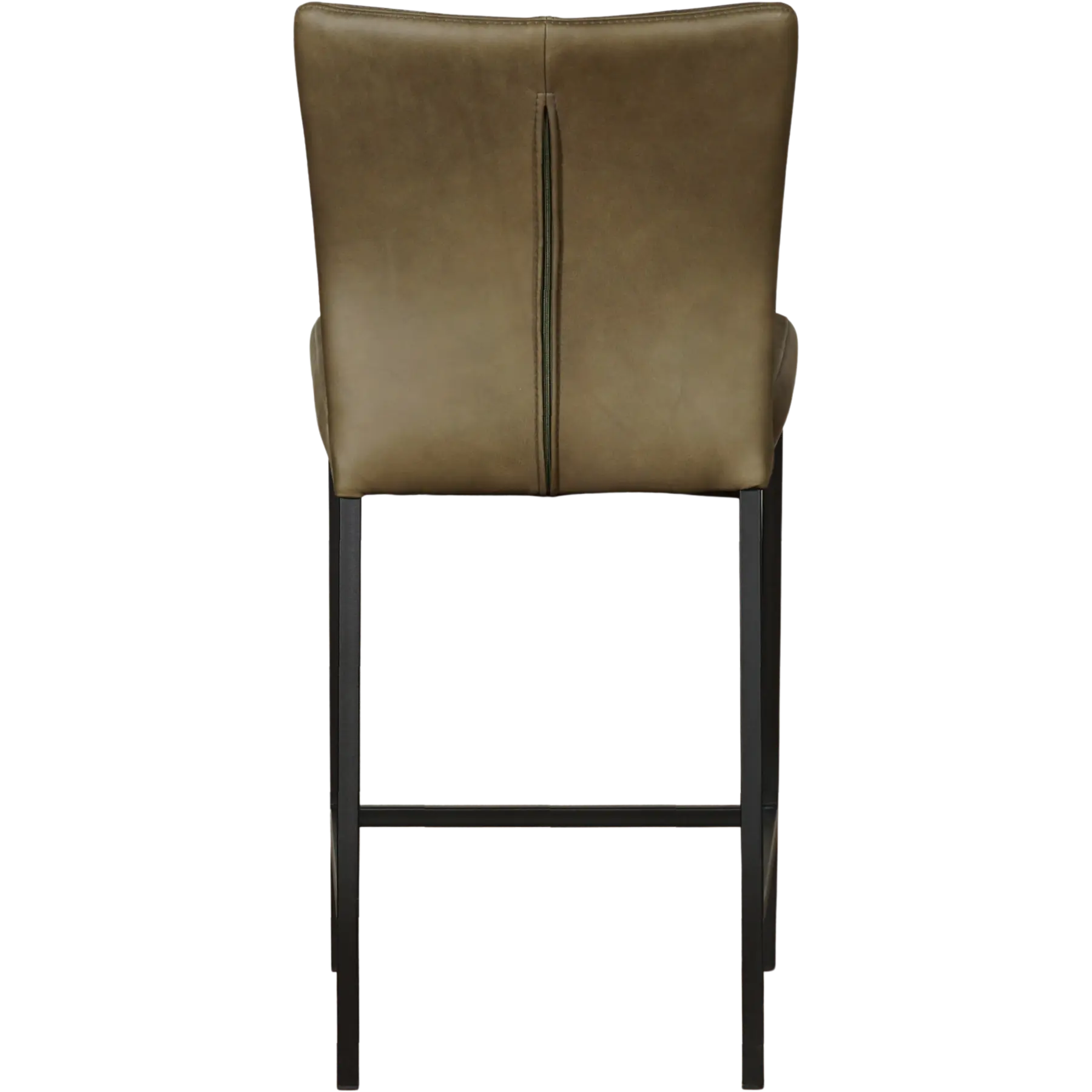 afbeelding van Leren barkruk Revolt laag - Rancho Green (olijf/groen) - Poten staal vierkant zwart