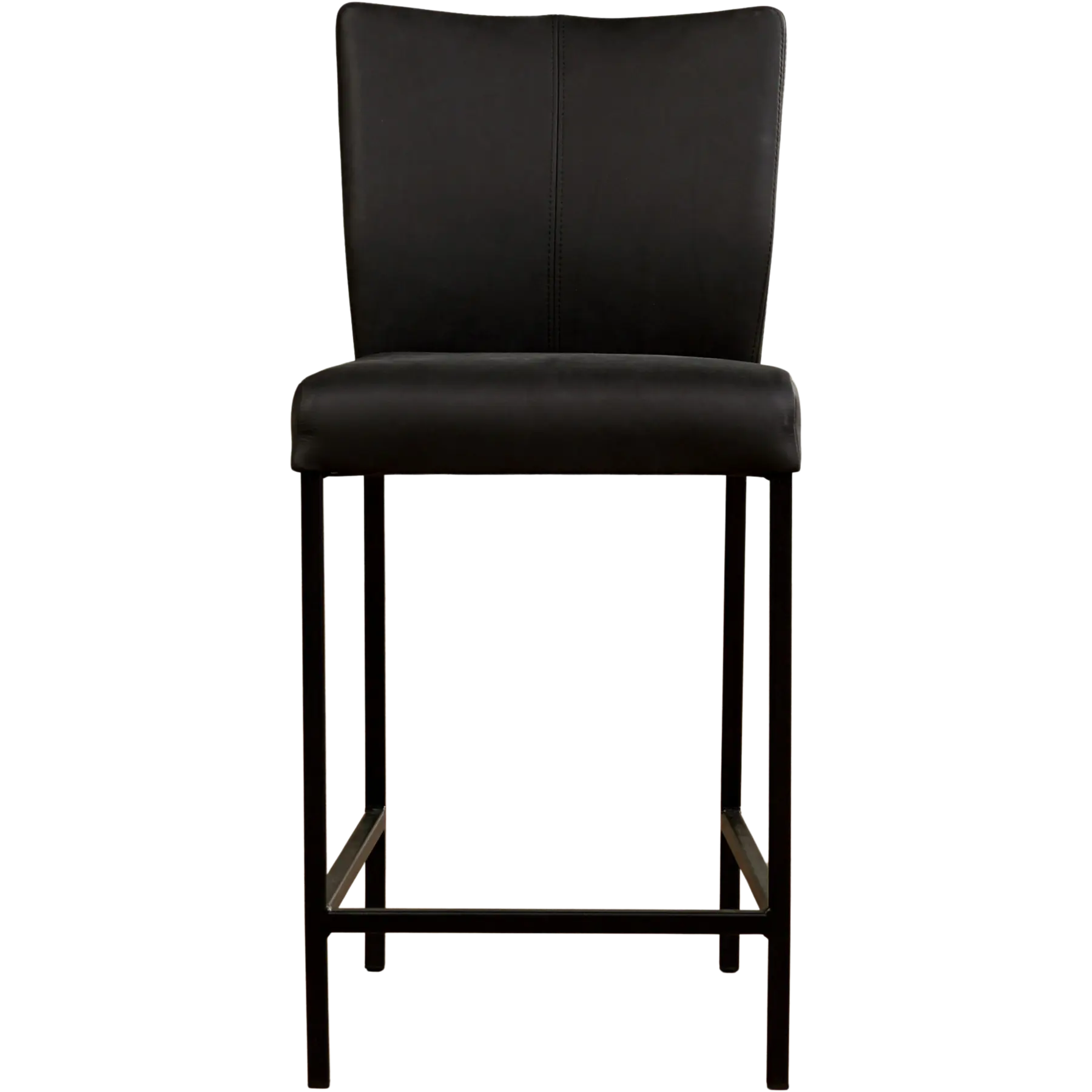 afbeelding van Leren barkruk Revolt laag - Rancho Nero (zwart) - Poten staal vierkant zwart