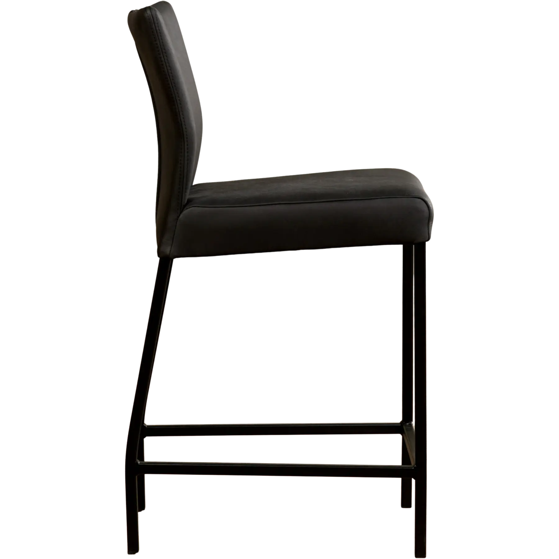 afbeelding van Leren barkruk Revolt laag - Rancho Nero (zwart) - Poten staal vierkant zwart