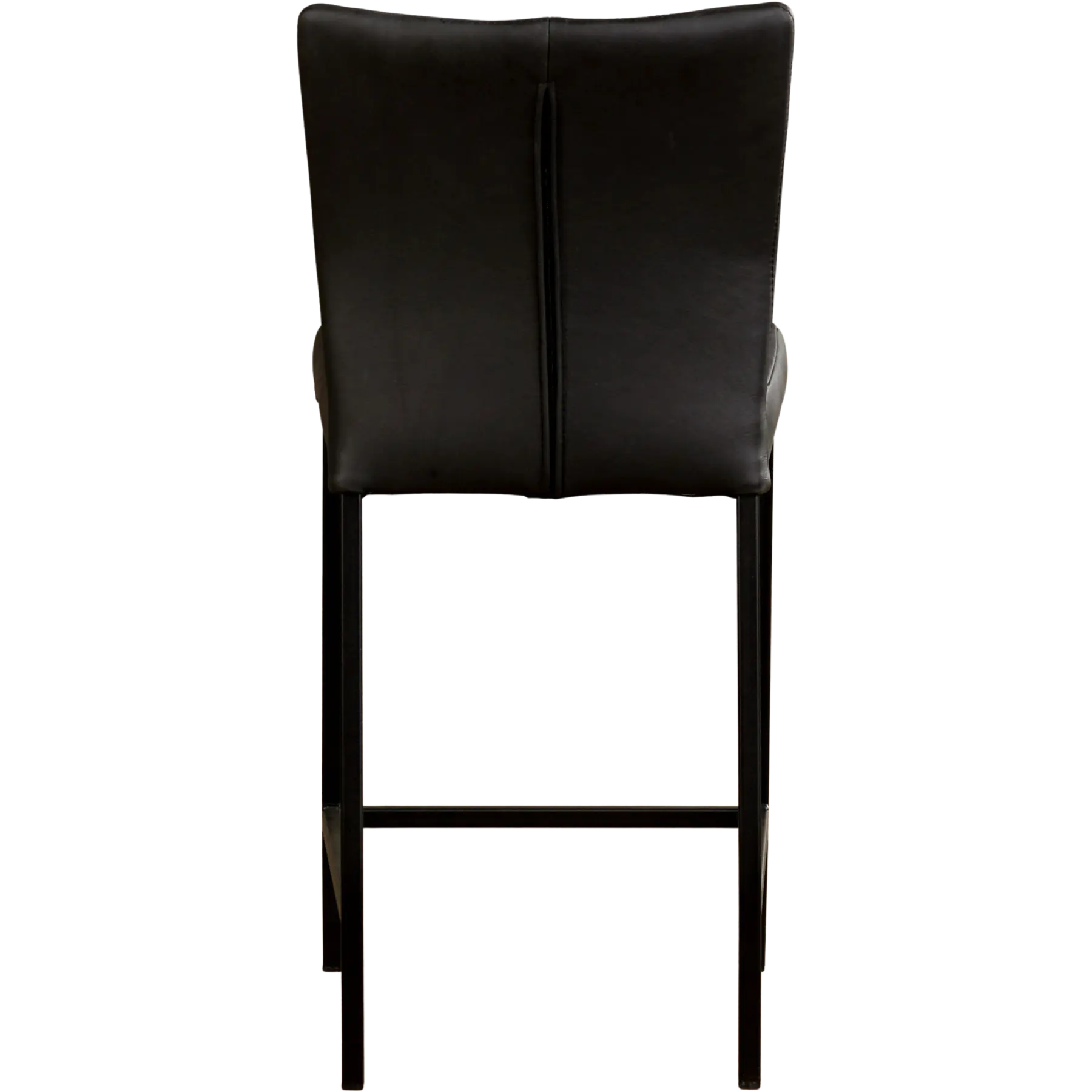 afbeelding van Leren barkruk Revolt laag - Rancho Nero (zwart) - Poten staal vierkant zwart