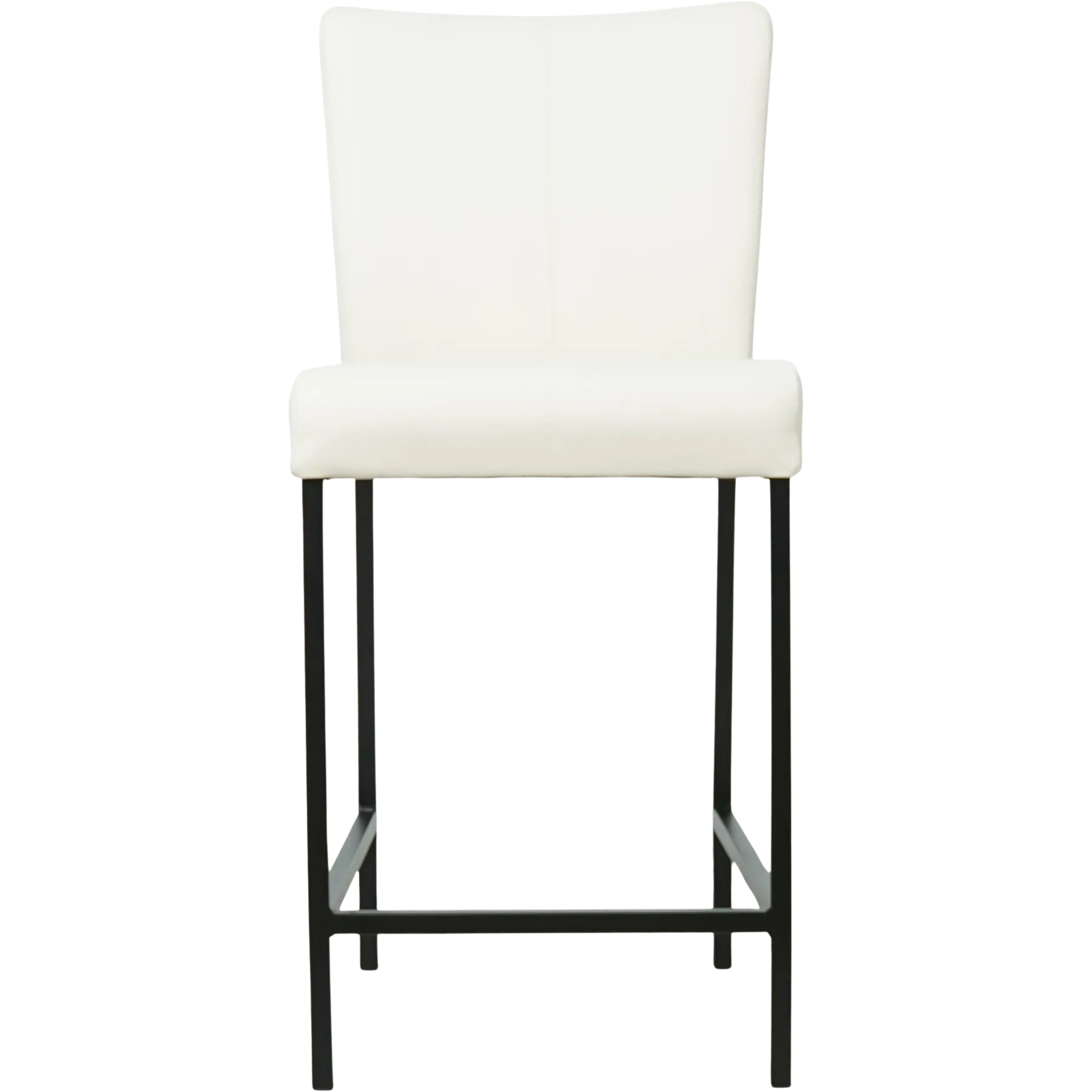 afbeelding van Leren barkruk Revolt laag - Toledo Bianco (gebroken wit) - Poten staal vierkant zwart