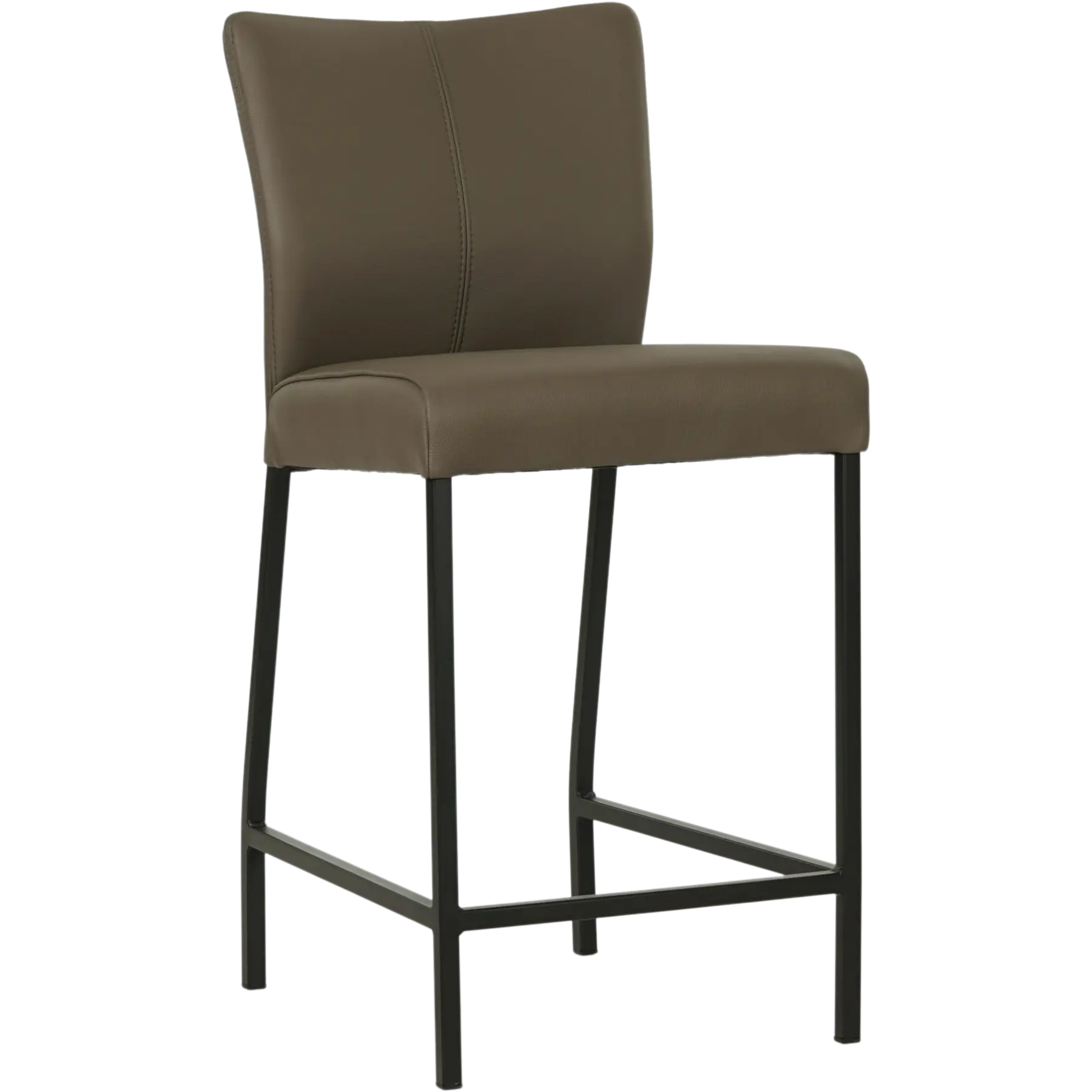 afbeelding van Leren barkruk Revolt laag - Toledo Moss (bruin/groen) - Poten staal vierkant zwart