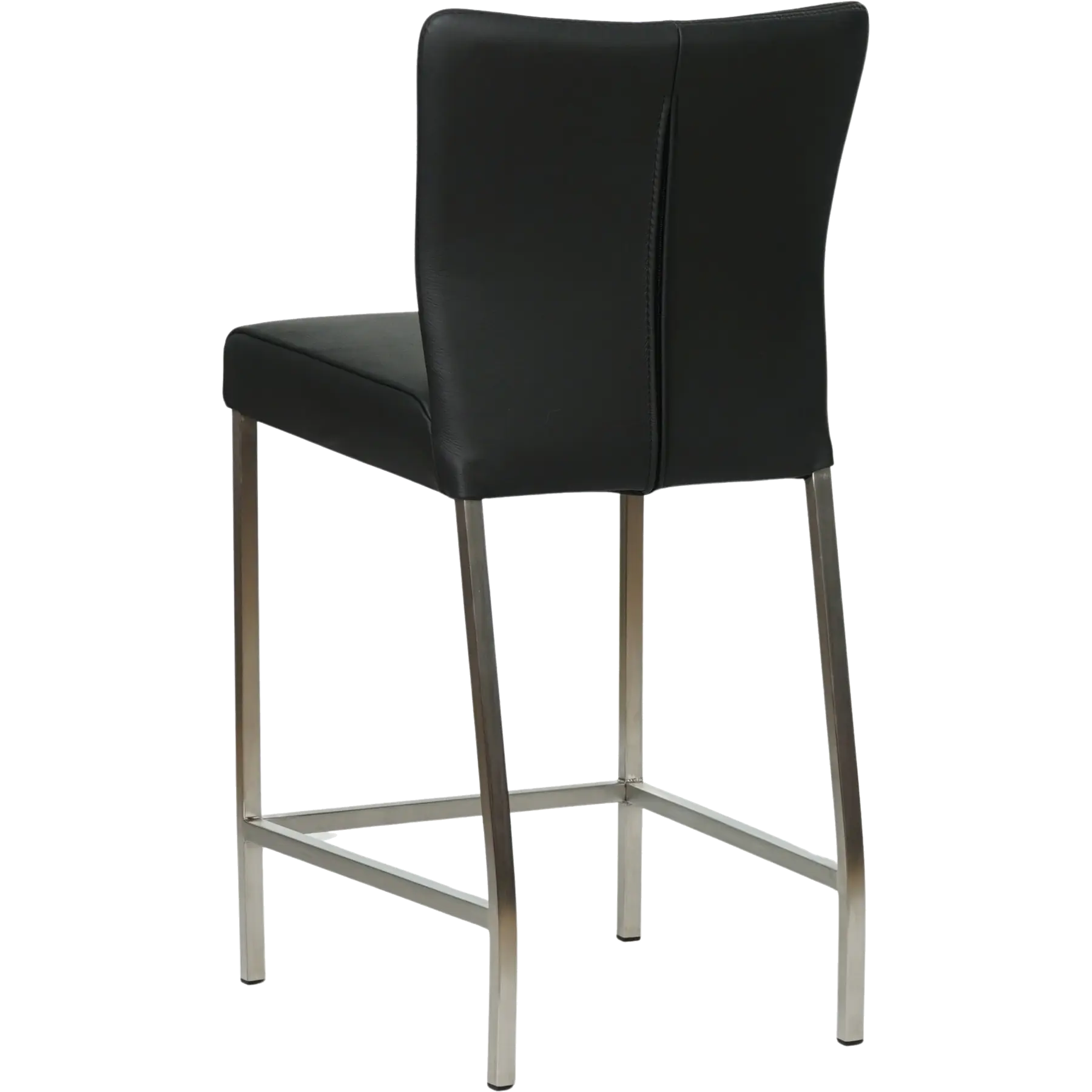 afbeelding van Leren barkruk Revolt laag - Toledo Nero (zwart) - Poten staal vierkant RVS